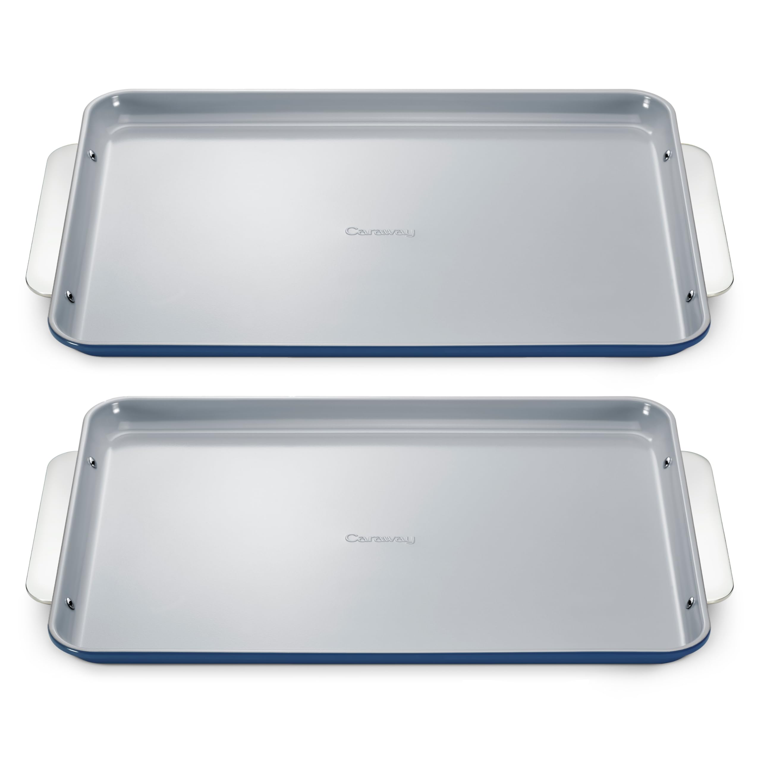 Caraway Non-Stick Ceramic Medium Baking Sheet Duo - Naturally Slick Ceramic Coating - Non-Toxic, PTFE & PFOA Free - Perfect for Baking, Roasting, and More - Medium (15" x 10") - Cream