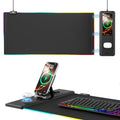 KDD RGB Mouse Pad with Wireless Charging - Desk Mat with Phone Holder and 15W Fast Charger - Gaming Mousepad with Ultra-Smooth Surface, Non-Slip Base - Keyboard Mat for Home Office Gamer Accessories