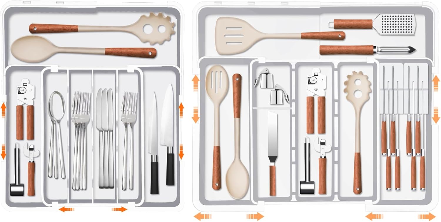 Homecor Silverware Drawer Organizer Utensil Drawer Organizer for Kitchen White