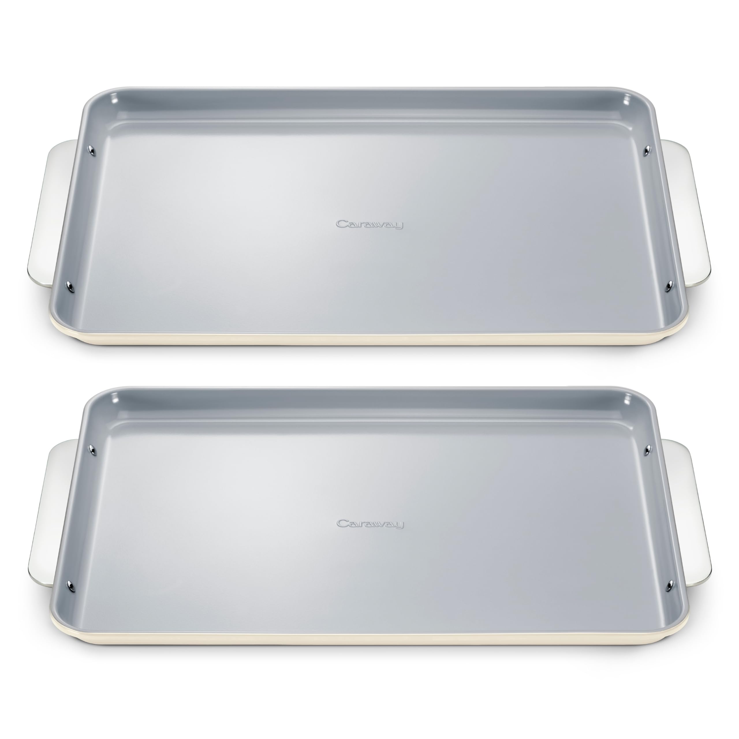 Caraway Non-Stick Ceramic Medium Baking Sheet Duo - Naturally Slick Ceramic Coating - Non-Toxic, PTFE & PFOA Free - Perfect for Baking, Roasting, and More - Medium (15" x 10") - Cream
