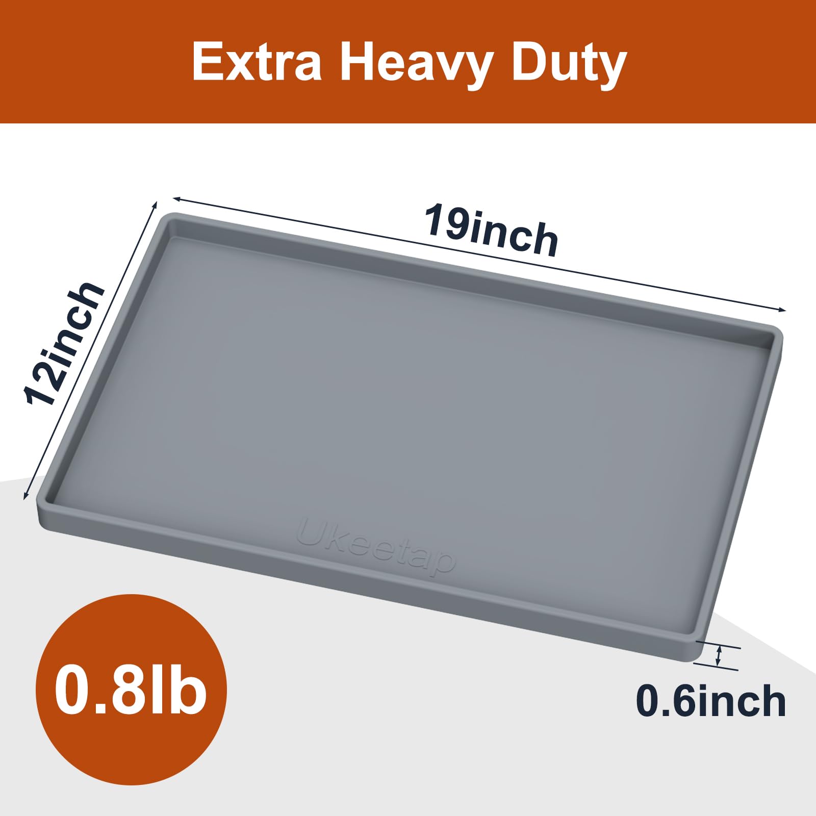 Extra Thick Silicone Mat Waterproof with Raised Edge 34" x 22", Under Sink Mat for Kitchen & Bathroom, Kitchen Cabinet Liner, Multi-Purpose for Storage & Protection, Gray