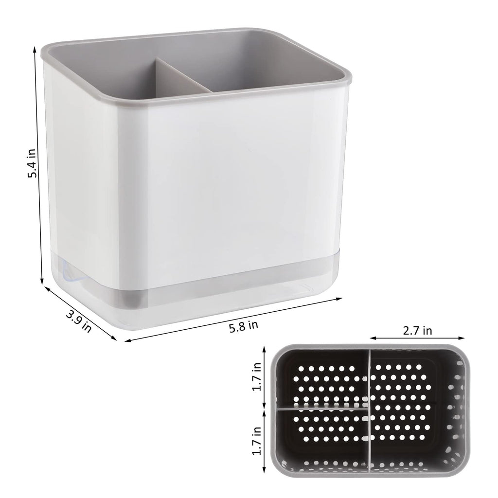 RedCall Kitchen Sink Caddy Organizer Counter,Dish Sponge Holder and Brush Holder with Drip Tray,Plastic Sinkware Caddy,Bathroom Toothbrush Holder (1 Sink Caddy)