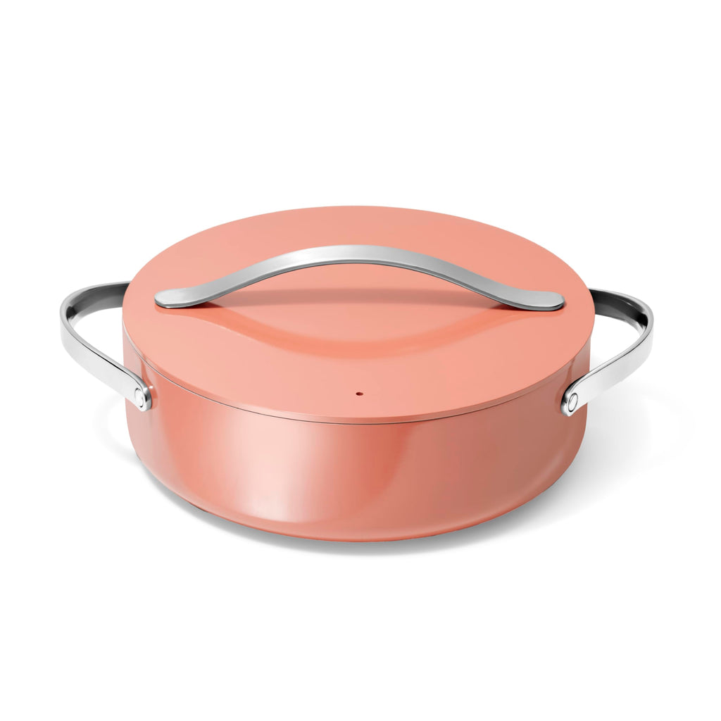 Caraway Rondeau - 6 Qt Non-Stick Pan with Lid - Free From Forever Chemicals - Perfect for Searing, Braising, & Roasting - Cream