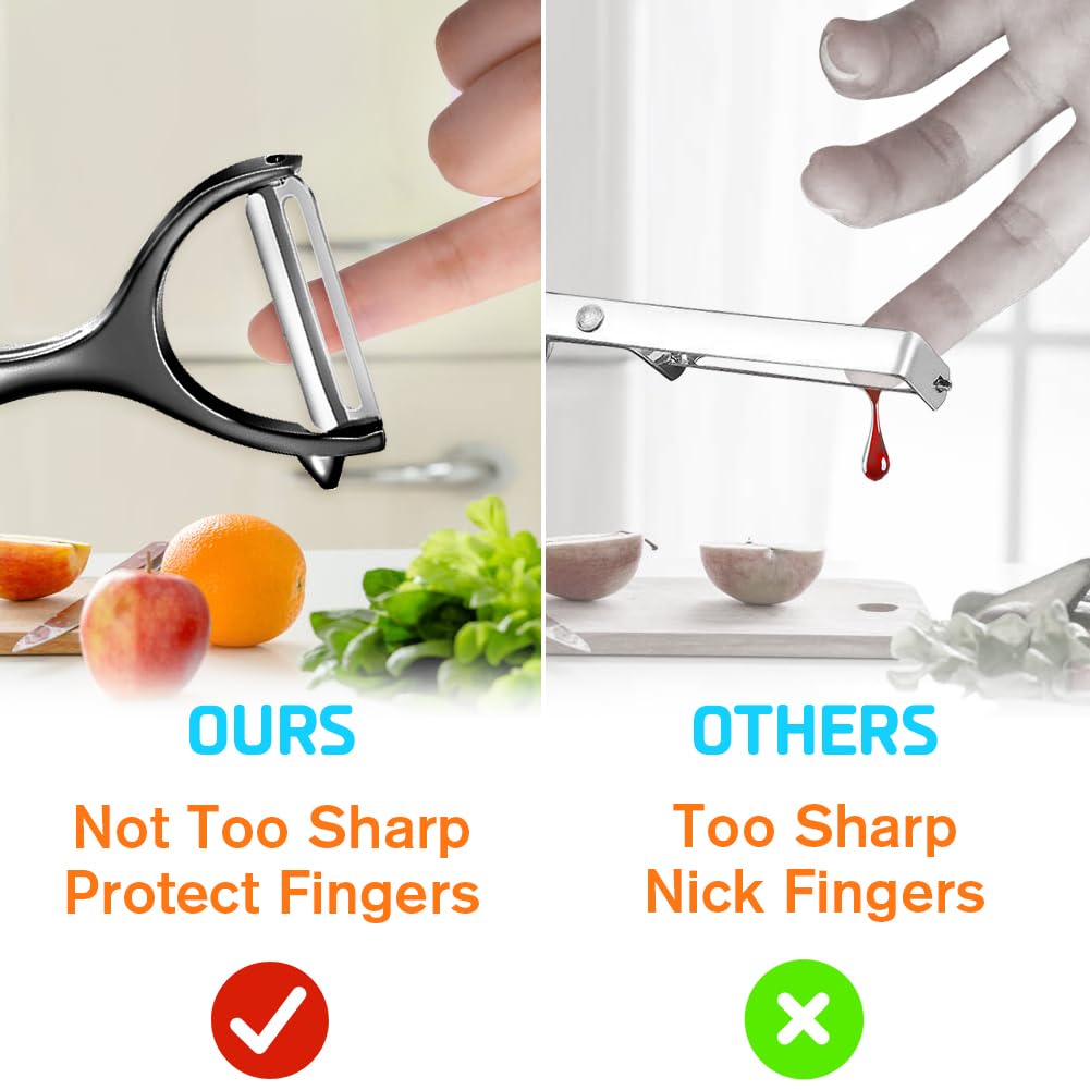 Vegetable Peeler, Potato Peelers for Kitchen Stainless Steel Multi-function Set Fruit Peeler For Kitchen and Household Tools Y & I Shape Swivel Blades for Fruit Vegetables(Black)