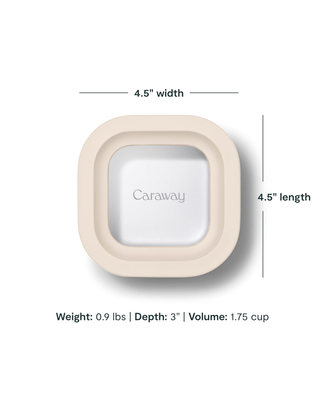 Caraway Glass Food Storage - 6.6 Cup Glass Container - Ceramic Coated Food Container - Non Stick Lunch Box Container with Lids - Dishwasher, Oven, & Microwave Safe - Cream