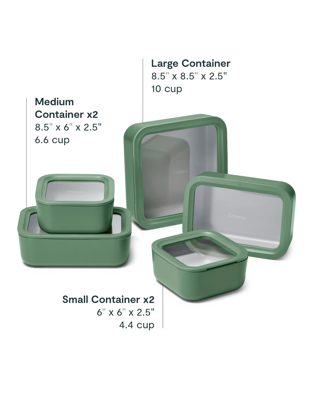 Caraway 13pc Glass Food Storage Container Set - Easy to Store, Non Toxic Lunch Box - with Glass Lids - Includes Storage Organizer - Cream