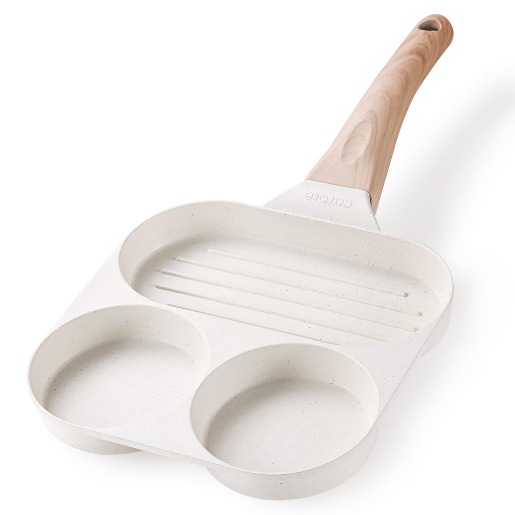 CAROTE Egg Pan Omelette Pan, 4-Cup Nonstick Granite Omelette Skillet - Pancake Pan and Healthy Egg Cooker Suitable for Gas Stove & Induction Cookware