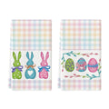 Artoid Mode Stripe Rabbit Bunny Eggs Easter Kitchen Towels Dish Towels, 18x26 Inch Spring Decoration Hand Towels Set of 2