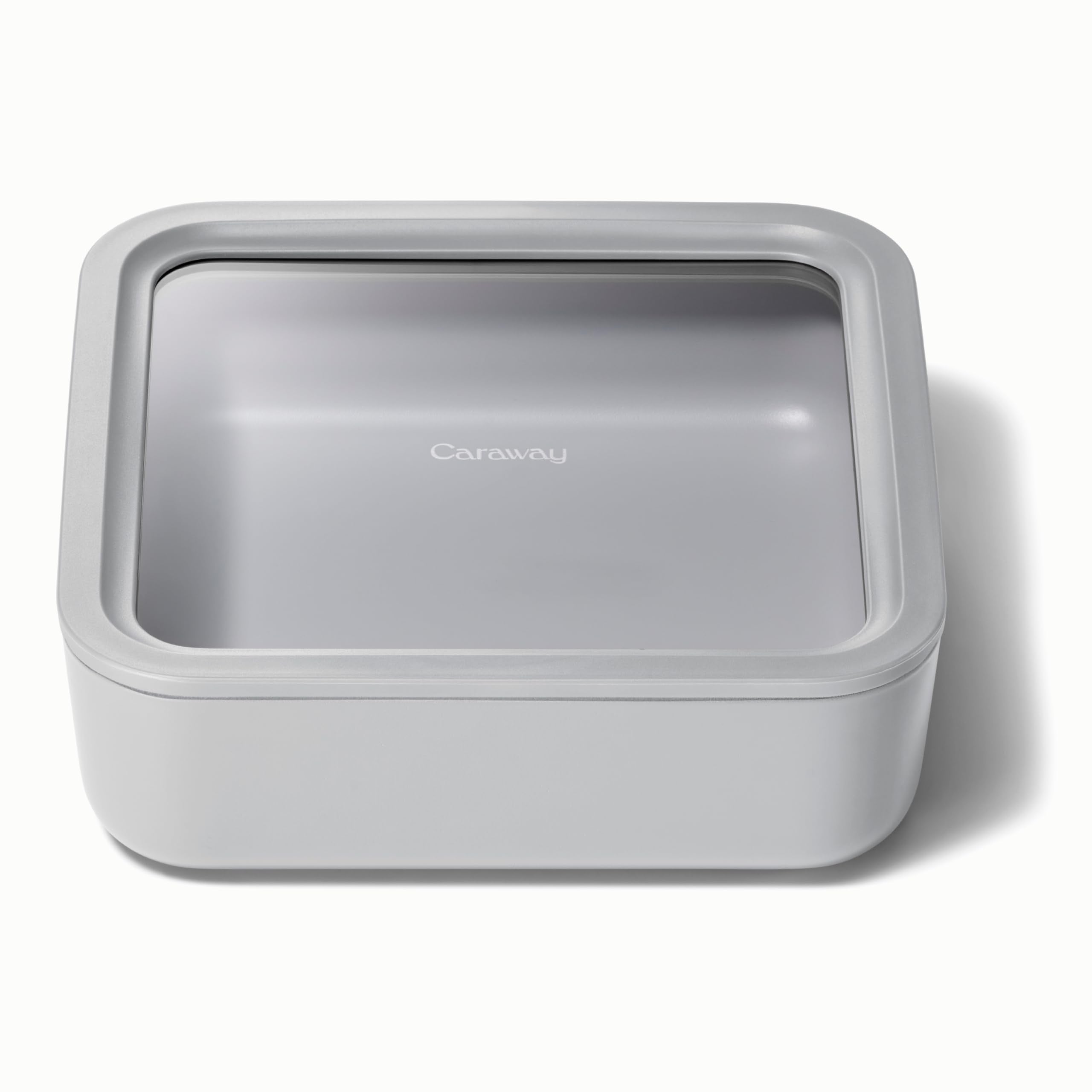 Caraway Glass Food Storage - 6.6 Cup Glass Container - Ceramic Coated Food Container - Non Stick Lunch Box Container with Lids - Dishwasher, Oven, & Microwave Safe - Cream