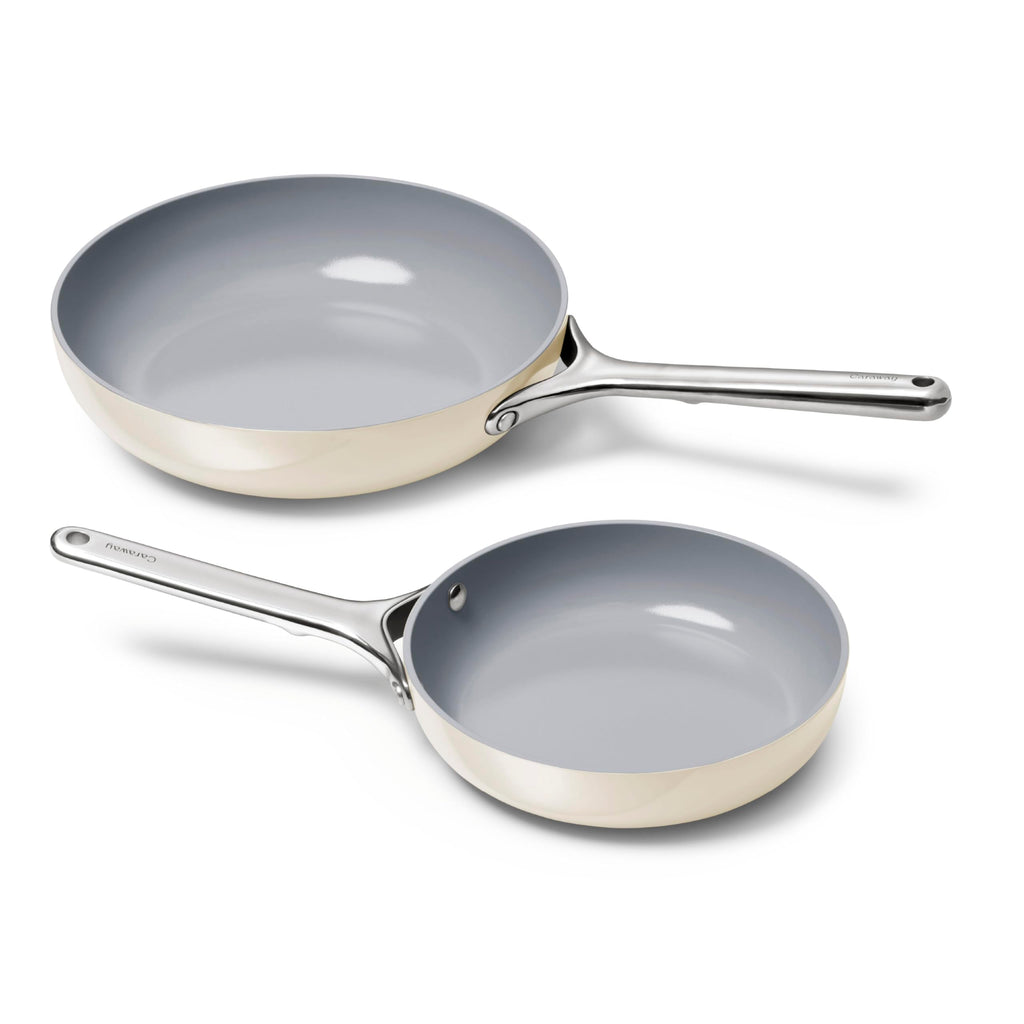 Caraway Nonstick Ceramic Frying Pan (2.7 qt, 10.5") - Non Toxic, PTFE & PFOA Free - Oven Safe & Compatible with All Stovetops (Gas, Electric & Induction) - Cream