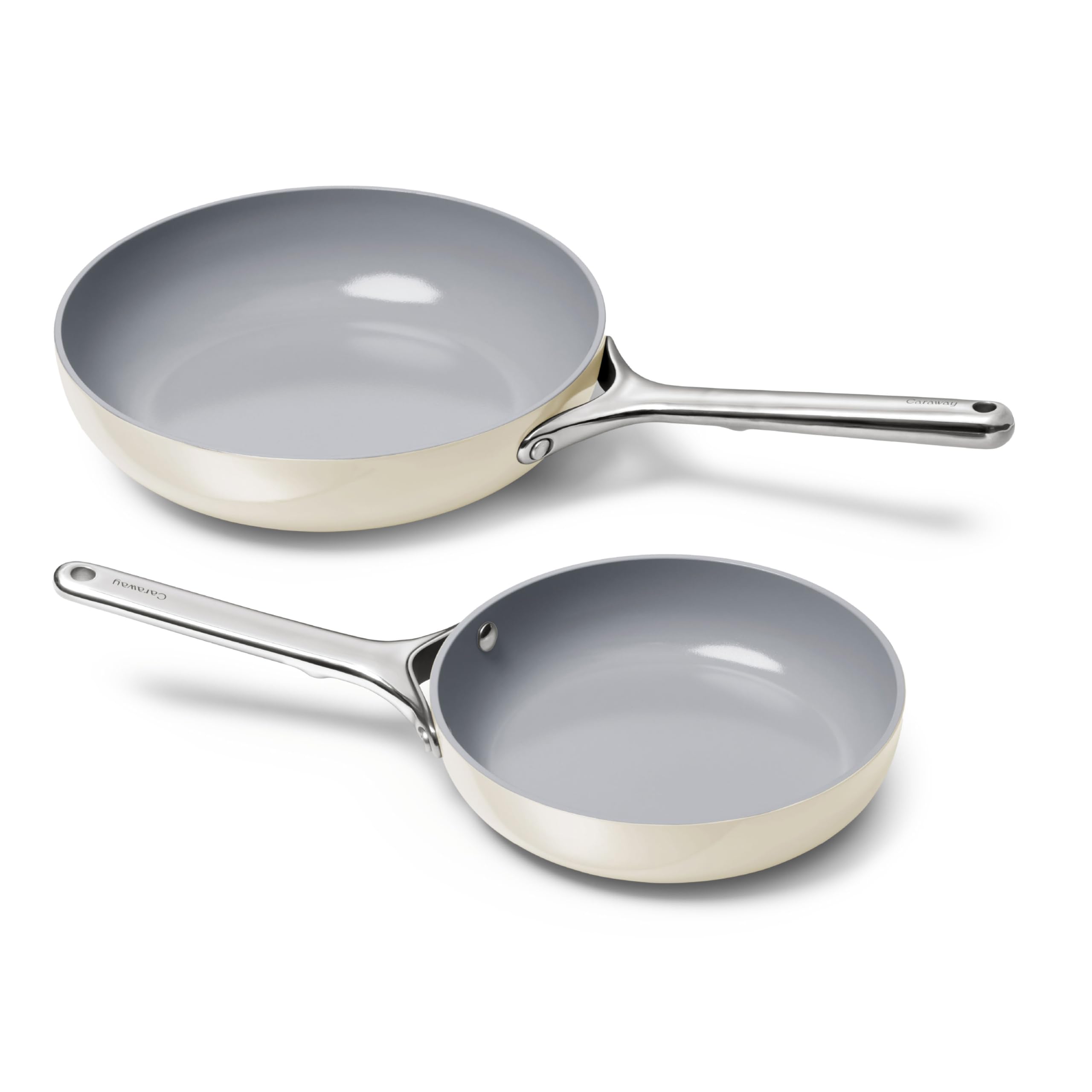 Caraway Nonstick Ceramic Frying Pan (2.7 qt, 10.5") - Non Toxic, PTFE & PFOA Free - Oven Safe & Compatible with All Stovetops (Gas, Electric & Induction) - Cream