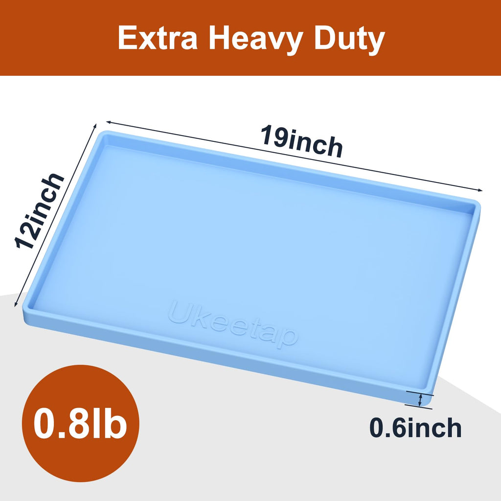 Extra Thick Silicone Mat Waterproof with Raised Edge 34" x 22", Under Sink Mat for Kitchen & Bathroom, Kitchen Cabinet Liner, Multi-Purpose for Storage & Protection, Gray
