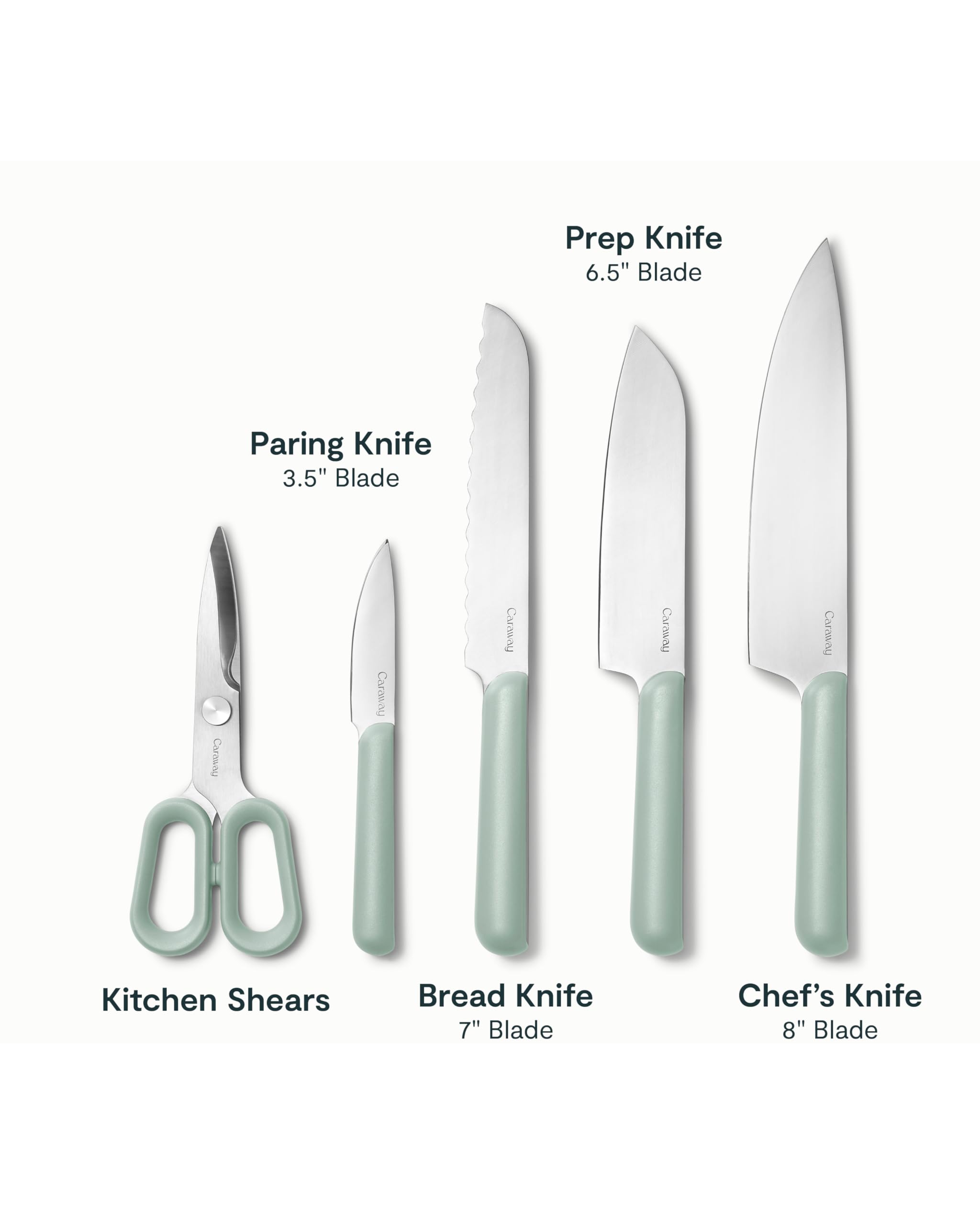Caraway 14-Piece Kitchen Prep Set - Kitchen Knife Set & Wooden Utensil Set - Made With Premium German Steel Blades & FSC-Certified Birch Wood - Non-Toxic Materials - Includes Organizer - Cream
