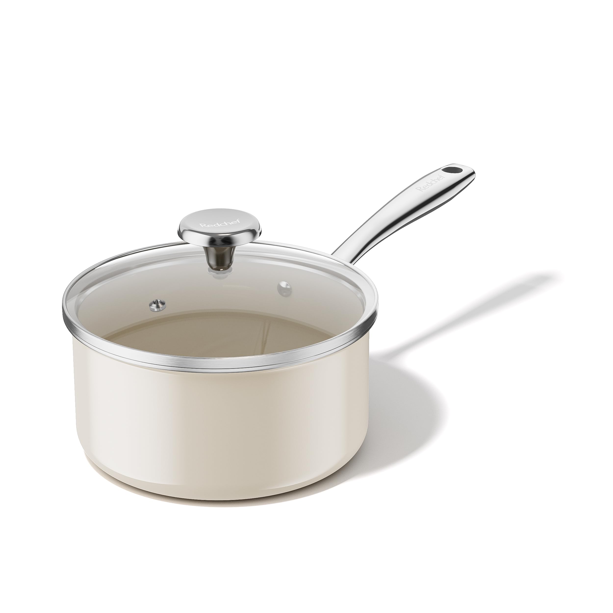 Redchef Nonstick Ceramic Sauce Pan with Lid, 2.5QT Small Cooking Pot with Stay-Cool Handle, Kitchen Non Toxic Soup Pot, PTFE & PFOA Free, Oven & Dishwasher Safe, Compatible with All Stovetops-Blue