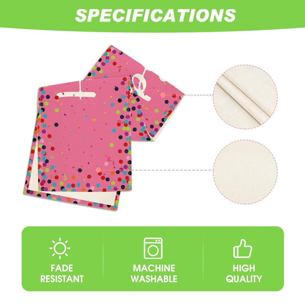 Artoid Mode Polka Dot Beige Happy Birthday Table Runner, Seasonal Kitchen Dining Table Decoration for Home Party Decor 13x72 Inch