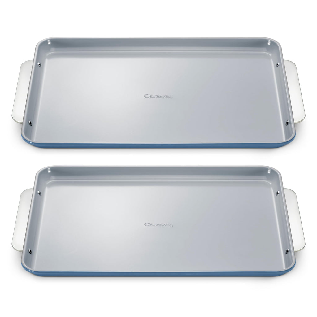 Caraway Non-Stick Ceramic Medium Baking Sheet Duo - Naturally Slick Ceramic Coating - Non-Toxic, PTFE & PFOA Free - Perfect for Baking, Roasting, and More - Medium (15" x 10") - Cream