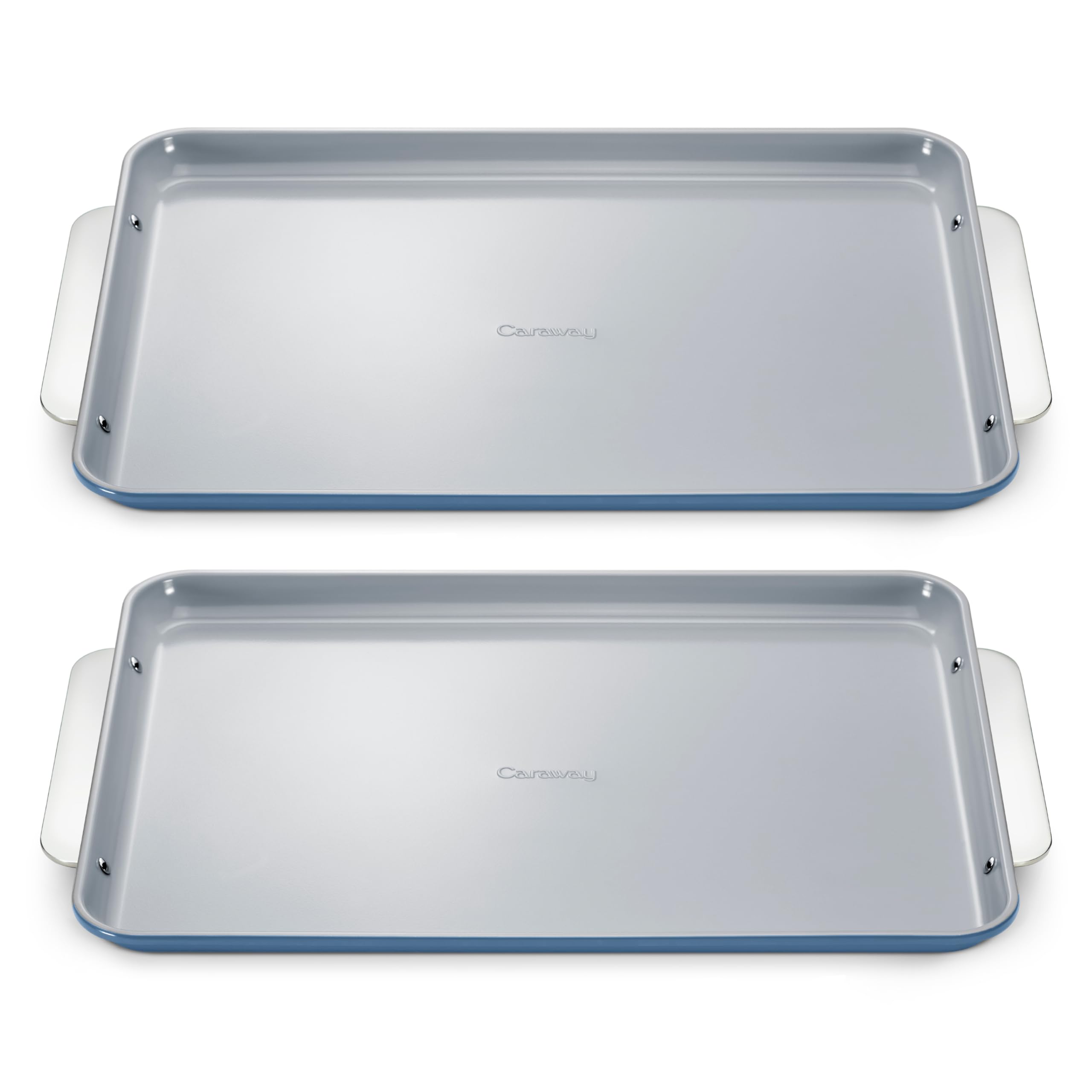 Caraway Non-Stick Ceramic Medium Baking Sheet Duo - Naturally Slick Ceramic Coating - Non-Toxic, PTFE & PFOA Free - Perfect for Baking, Roasting, and More - Medium (15" x 10") - Cream
