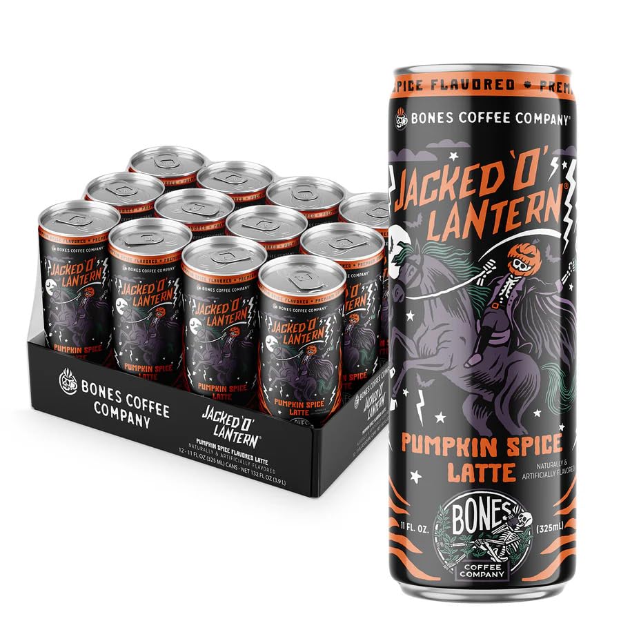 Bones Coffee Company S'mores Iced Coffee Latte - S'mores Flavored Canned Coffee Drink - 12 Pack Cans - 11 Oz Each