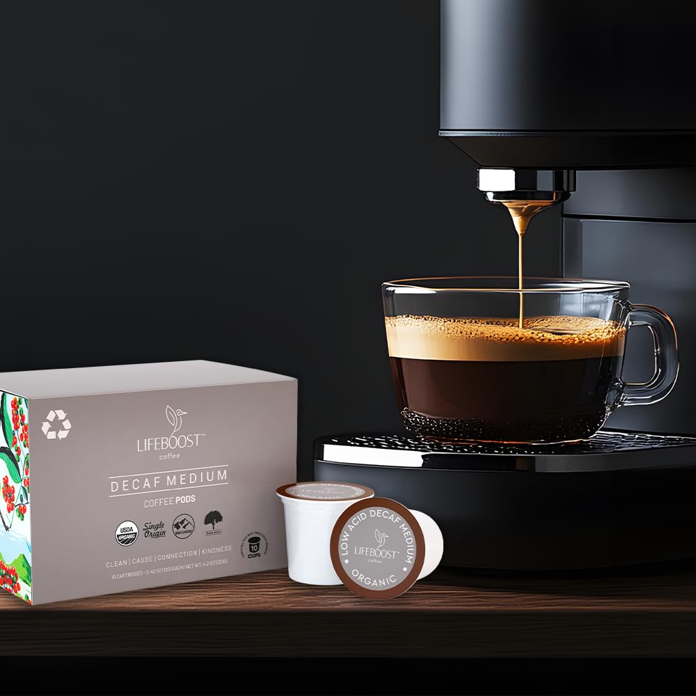 Lifeboost Medium Roast Low Acid Coffee K Cups - Single Origin Mold Free Non-GMO Organic Coffee Pods - Compatible with Keurig & Keurig 2 Machines - 10 Count