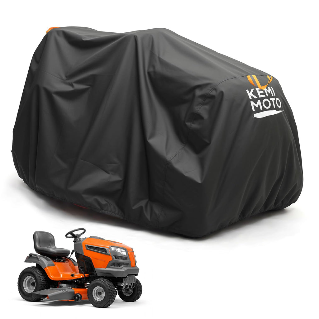 KEMIMOTO Riding Lawn Mower Cover with Windproof Buckle, Universal Fit for Riding Lawnmowers with decks up to 54'', Compatible with John Deere, Husqvarna, Cub Cadet, Toro, Ryobi, 420D Oxford