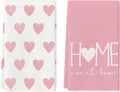 Artoid Mode Pink Heart Love Home Sweet Home Valentine's Kitchen Towels Dish Towels, 18x26 Inch Anniversary Wedding Decoration Hand Towels Set of 2