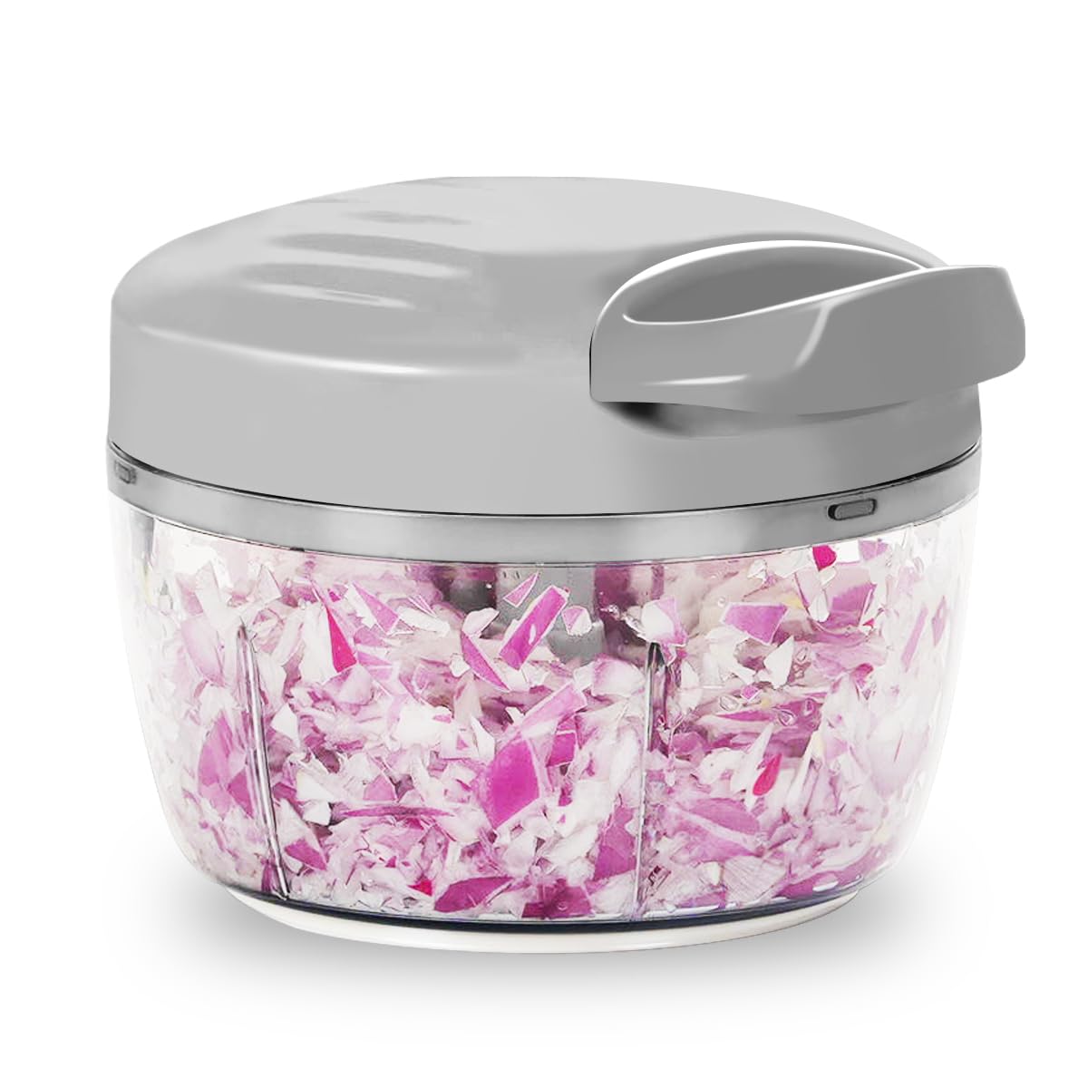 Manual Food Processor & Vegetable Chopper White - 2.3 Cup Mini Hand-Pull Cord Kitchen Chopper for Onion, Garlic, Vegetables with 3 Stainless Steel Blades