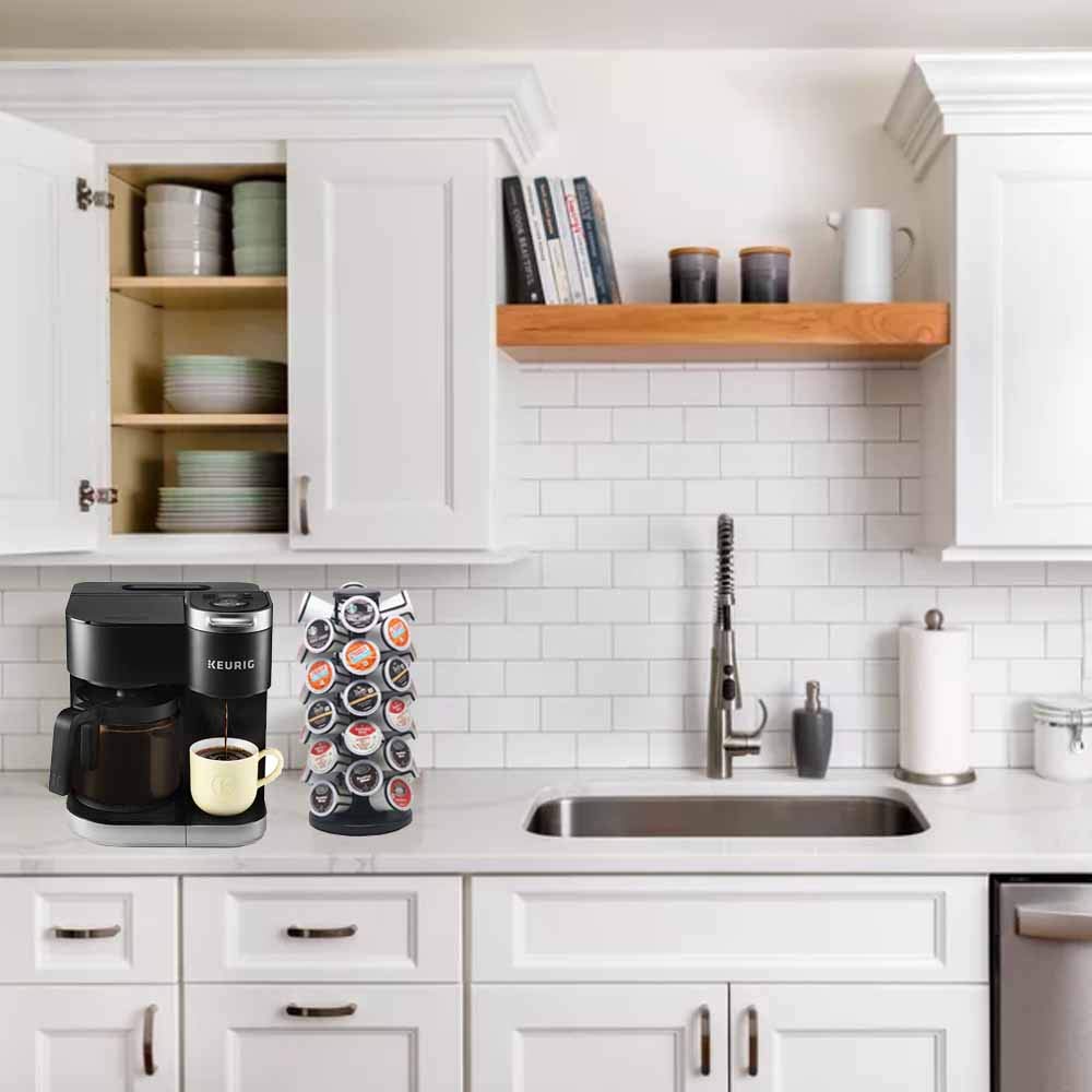 K Cup Holders,K Cup Holder, K Cups Holder,K Cup Carousel, Coffee Pods Holder Storage Organizer Stand,No Assembly Required,Black (Capacity of 40 Pods, Black)