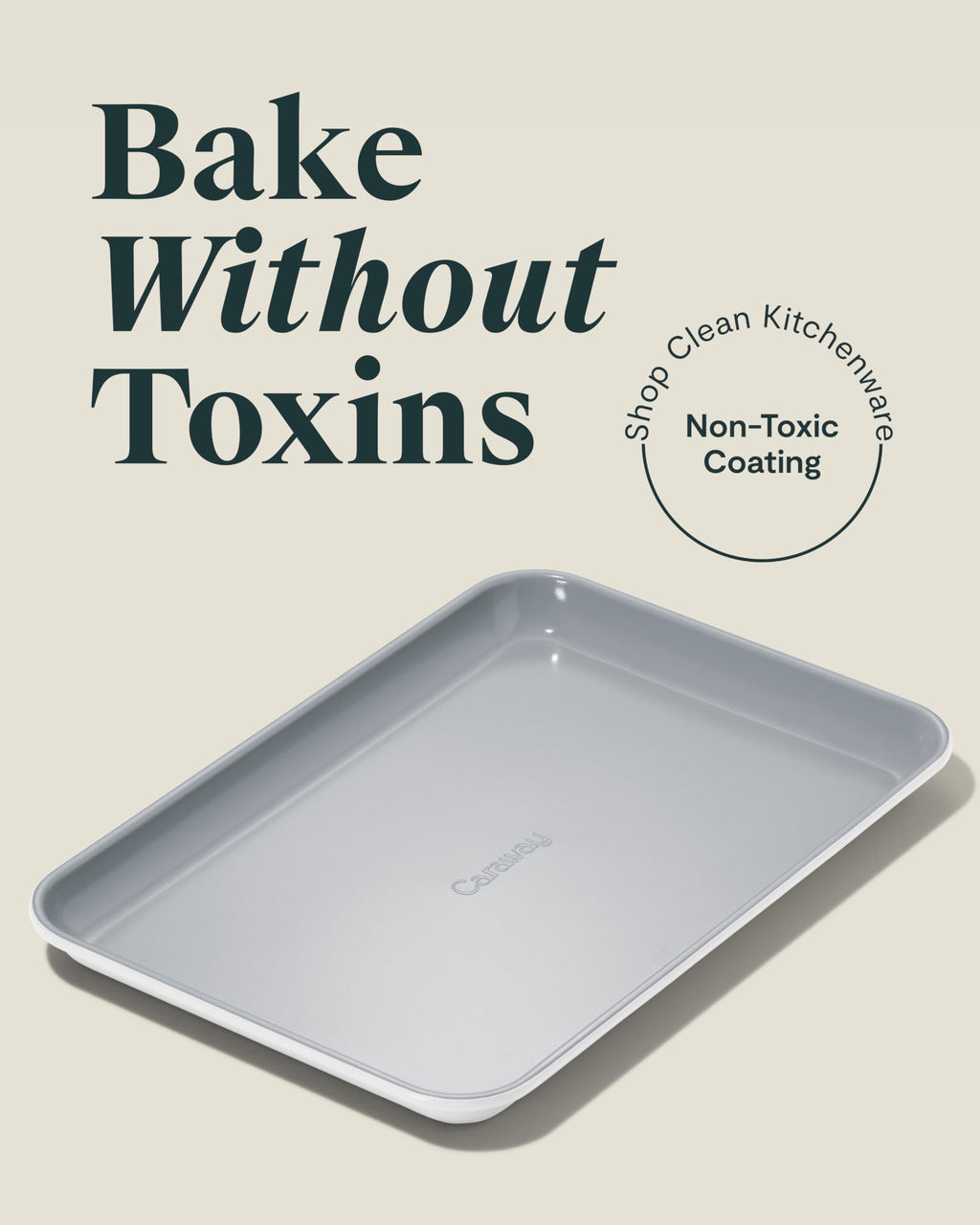 Caraway Non-Stick Ceramic Medium Baking Sheet Duo - Naturally Slick Ceramic Coating - Non-Toxic, PTFE & PFOA Free - Perfect for Baking, Roasting, and More - Medium (15" x 10") - Cream