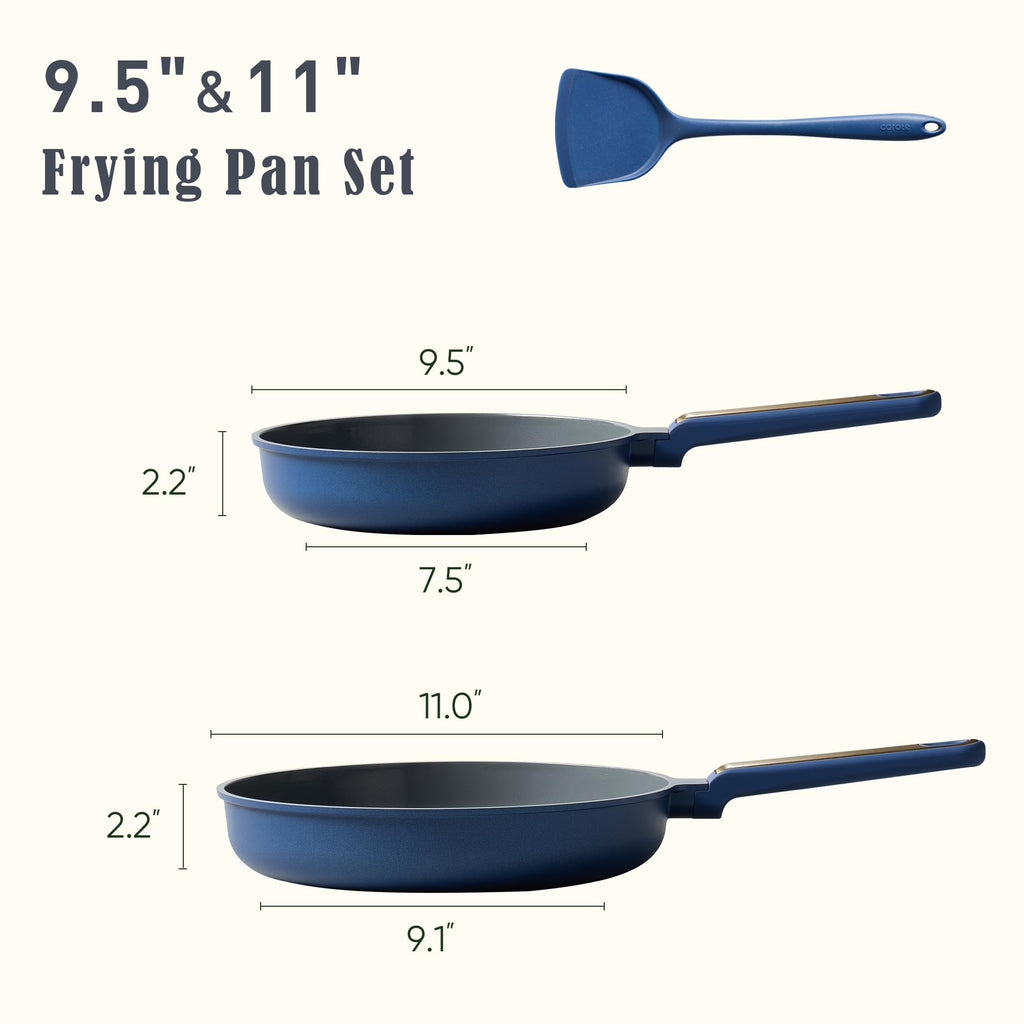 CAROTE Non Stick Frying Pan Skillet Set, Omelet Pan, Healthy Non Toxic Granite Chef Pan, Induction Compatible Egg Frying Pan with Heat-Resistant Handle, PFOA-Free,Black, 8"+10"+12"