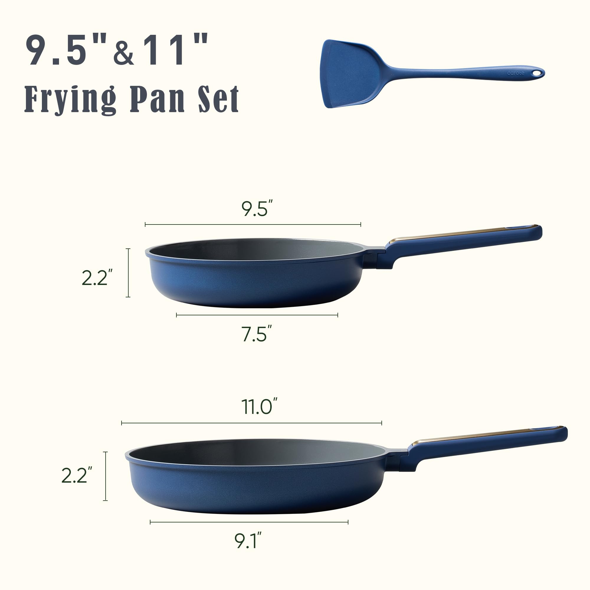 CAROTE Non Stick Frying Pan Skillet Set, Omelet Pan, Healthy Non Toxic Granite Chef Pan, Induction Compatible Egg Frying Pan with Heat-Resistant Handle, PFOA-Free,Black, 8"+10"+12"