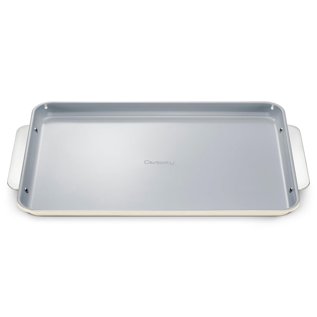 Caraway Nonstick Ceramic Small Baking Sheet (9x13”) – Non-Toxic, PTFE & PFOA Free – Oven Safe – Aluminized Steel Core – Mini Sheet Pan for Baking, Roasting & More - Cream
