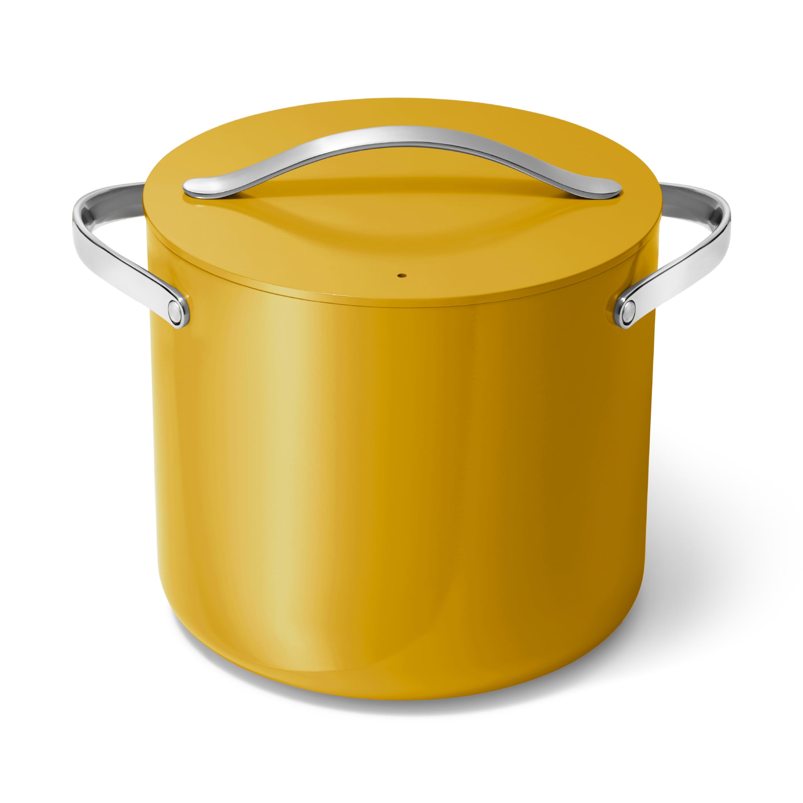 Caraway Stock Pot - 12 Qt Ceramic Coated With Lid - Free From Forever Chemicals - Large for Bigger Batches - Cream