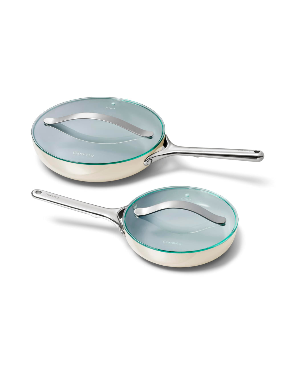 Caraway Nonstick Ceramic Frying Pan With Glass Lid (2.7 qt, 10.5") - Non Toxic, PTFE & PFOA Free - Oven Safe & Compatible with All Stovetops (Gas, Electric & Induction) - Cream