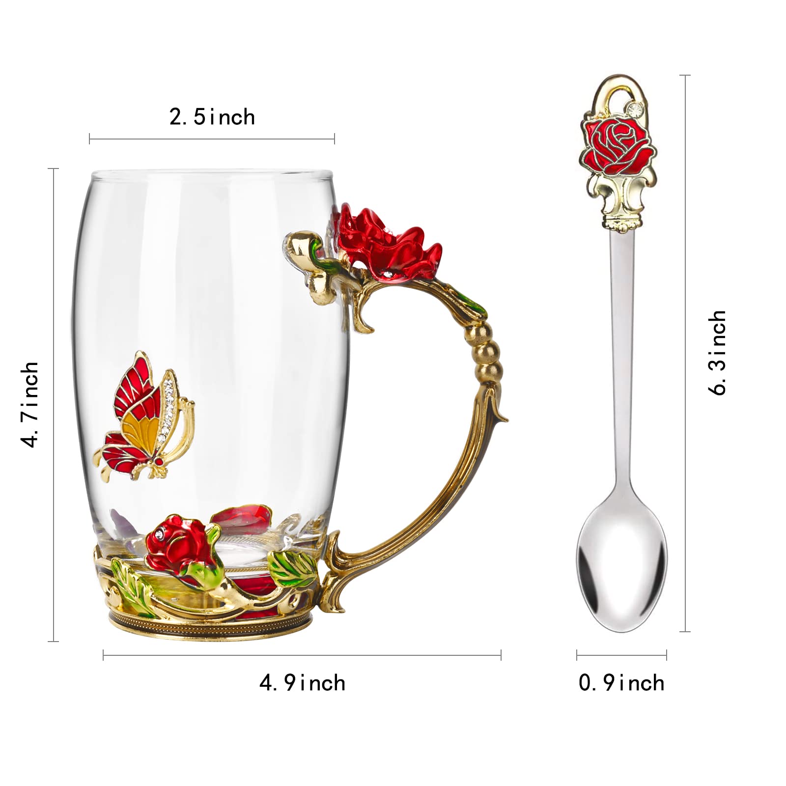OEAGO Gifts for Mom Women Mothers Day Valentines Day Gifts Glass Coffee Enamels Mug Best Birthday Valentine's for Her Girlfriend Wife from Daughter Son Tea Cup Christmas Stocking Stuffers