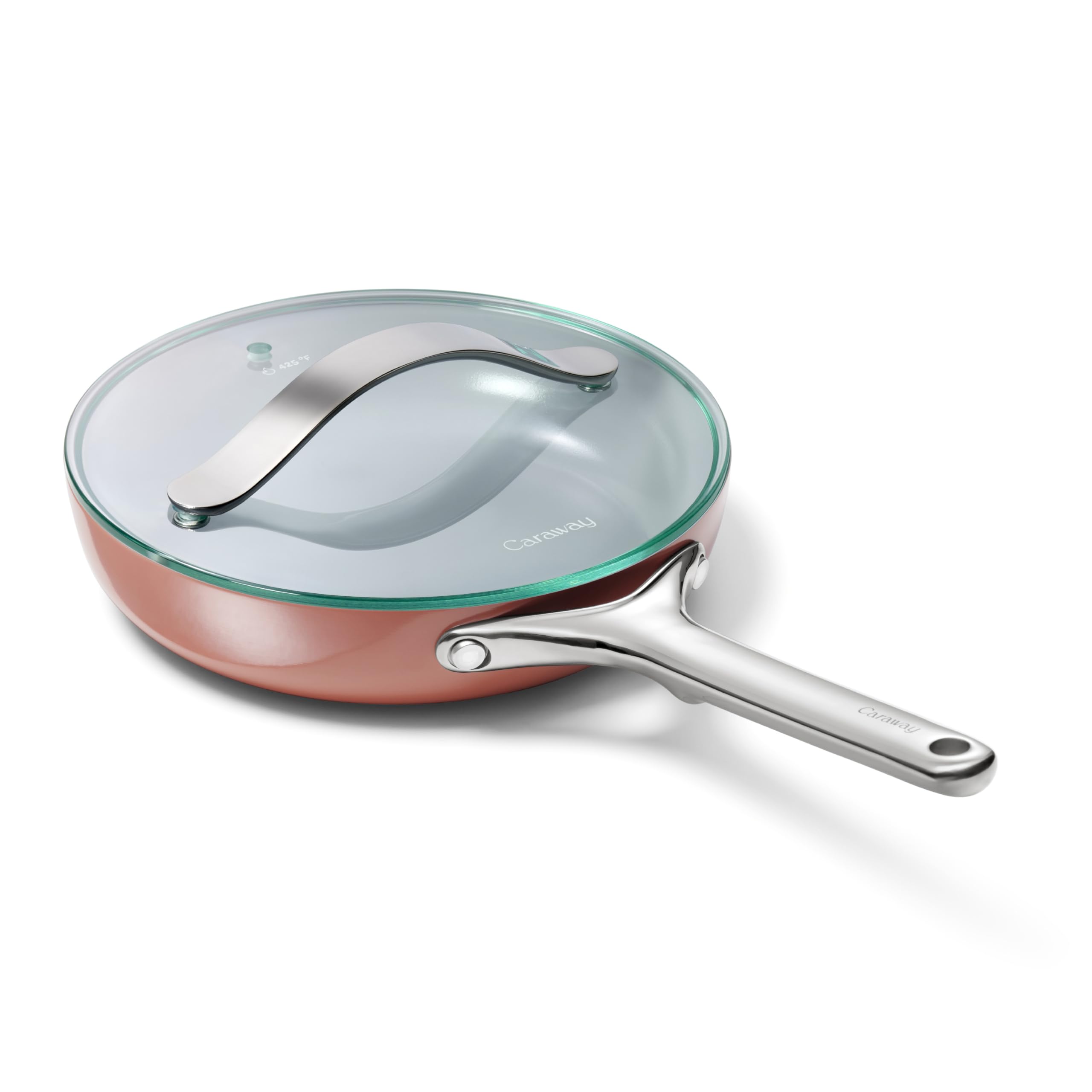 Caraway Nonstick Ceramic Frying Pan With Glass Lid (2.7 qt, 10.5") - Non Toxic, PTFE & PFOA Free - Oven Safe & Compatible with All Stovetops (Gas, Electric & Induction) - Cream