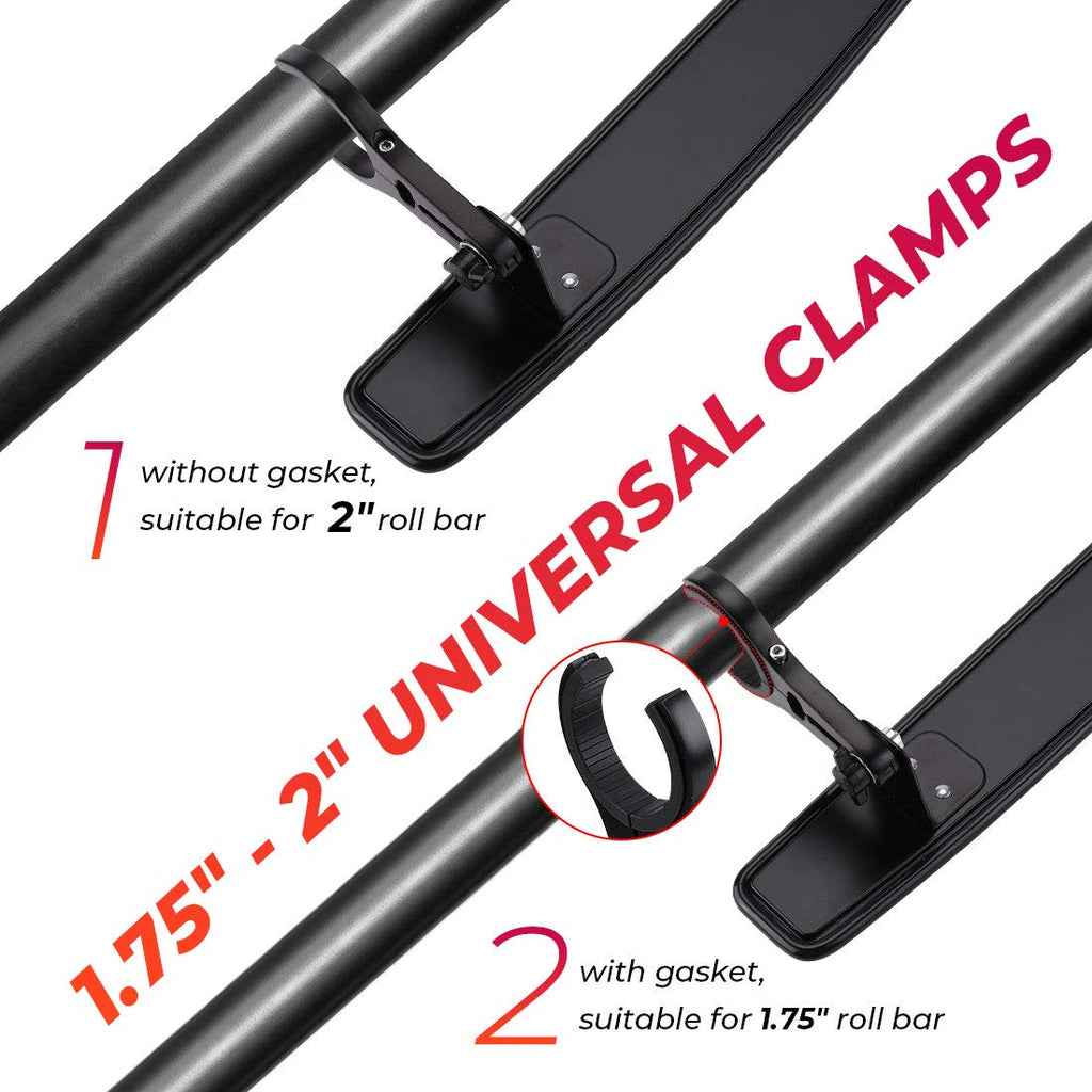 KEMIMOTO UTV Rearview Mirror, 15" UTV Race Convex Center Mirror with 3/4 1.75" or 2" Clamps Compatible with Polaris RZR PRO XP R, Pioneer,Can-Am Commander Maverick, 1000R 1000X