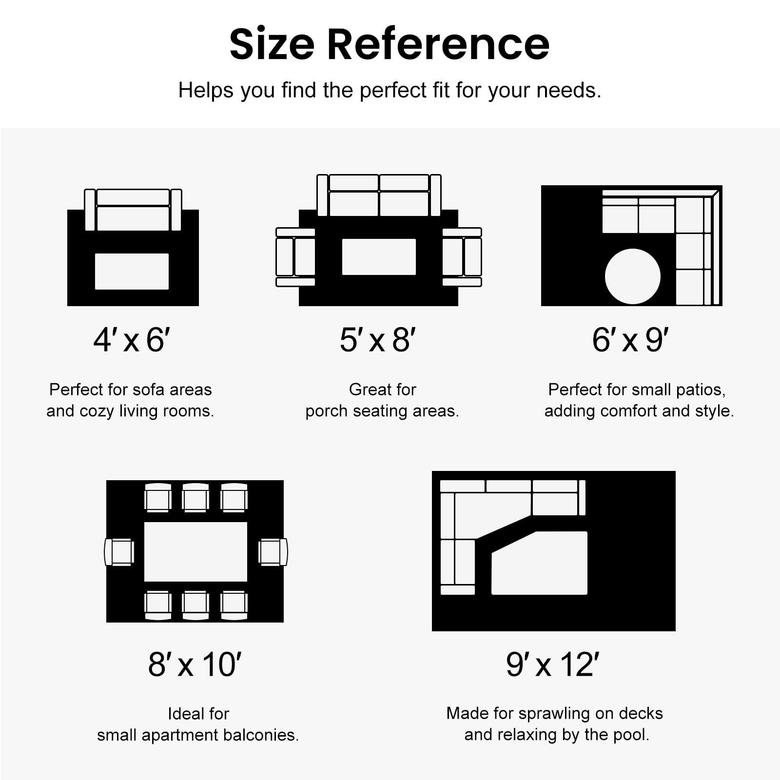 Smiry Waterproof Outdoor Rug 5x8 ft, Reversible Plastic Straw Patio Camping Rugs, Outdoor Indoor RV Mat Carpet for Patio, Outside Entry, Backyard, Deck, Bench, Picnic, Camper, Black & Beige