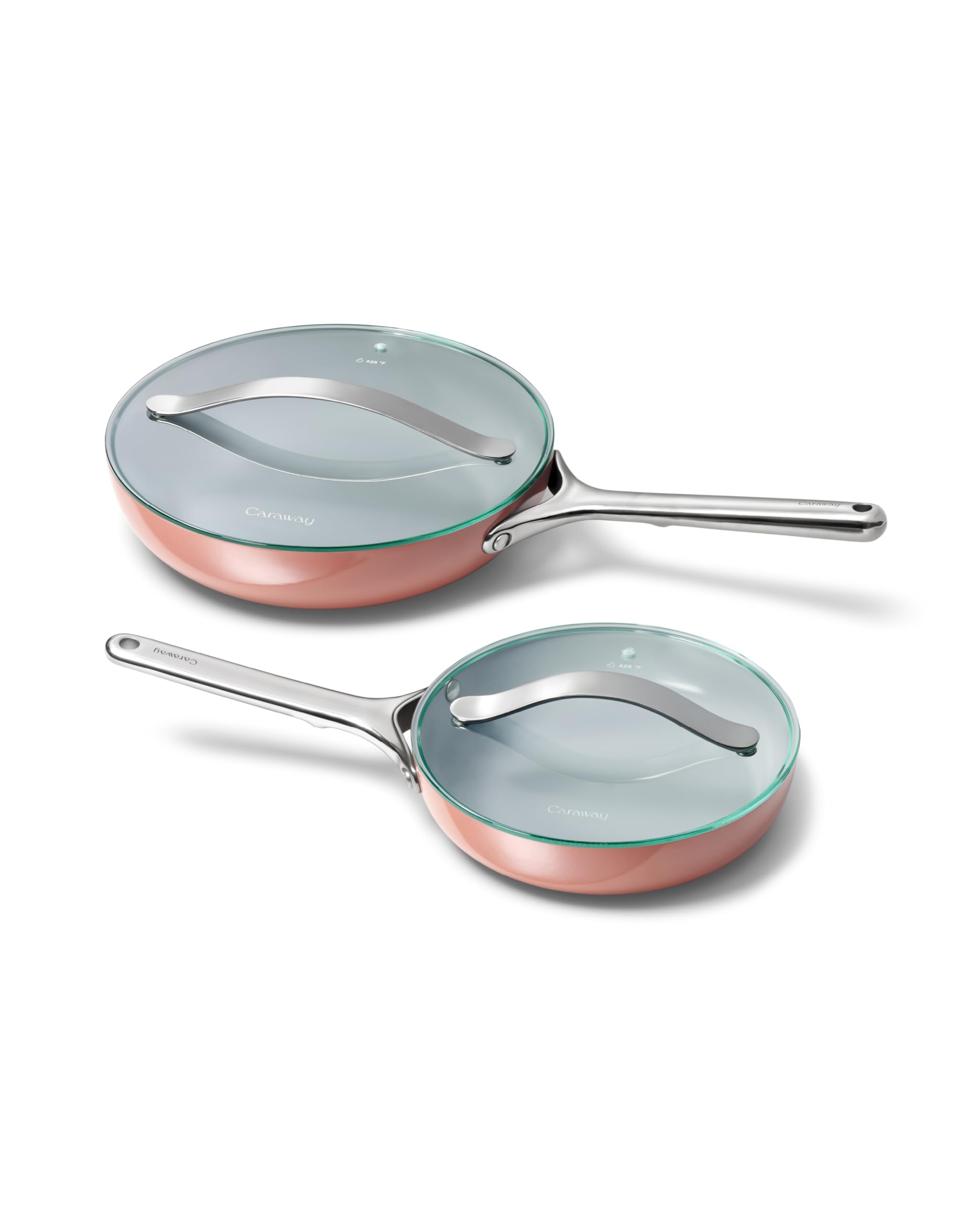 Caraway Nonstick Ceramic Frying Pan With Glass Lid (2.7 qt, 10.5") - Non Toxic, PTFE & PFOA Free - Oven Safe & Compatible with All Stovetops (Gas, Electric & Induction) - Cream