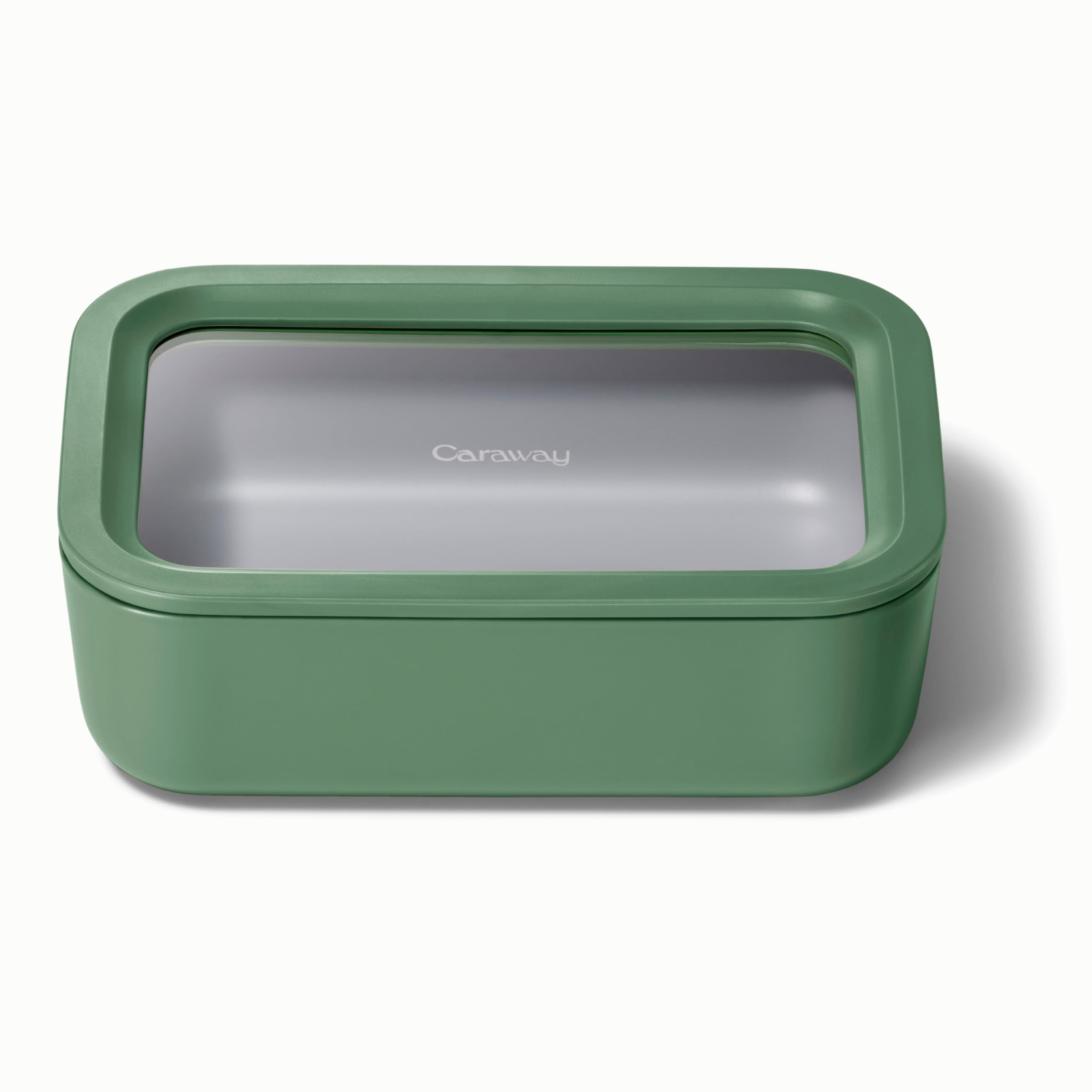 Caraway Glass Food Storage - 6.6 Cup Glass Container - Ceramic Coated Food Container - Non Stick Lunch Box Container with Lids - Dishwasher, Oven, & Microwave Safe - Cream