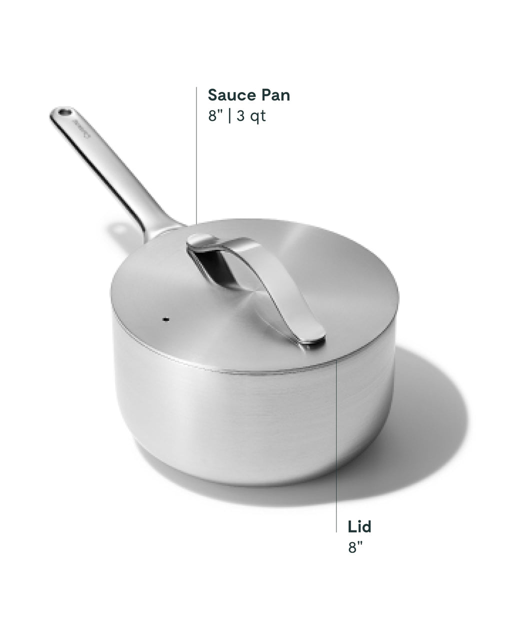 Caraway Stainless Steel Sauce Pan (3 Qt) - 5-Ply Stainless Steel - Oven Safe & Stovetop Agnostic - Non Toxic, PTFE & PFOA Free