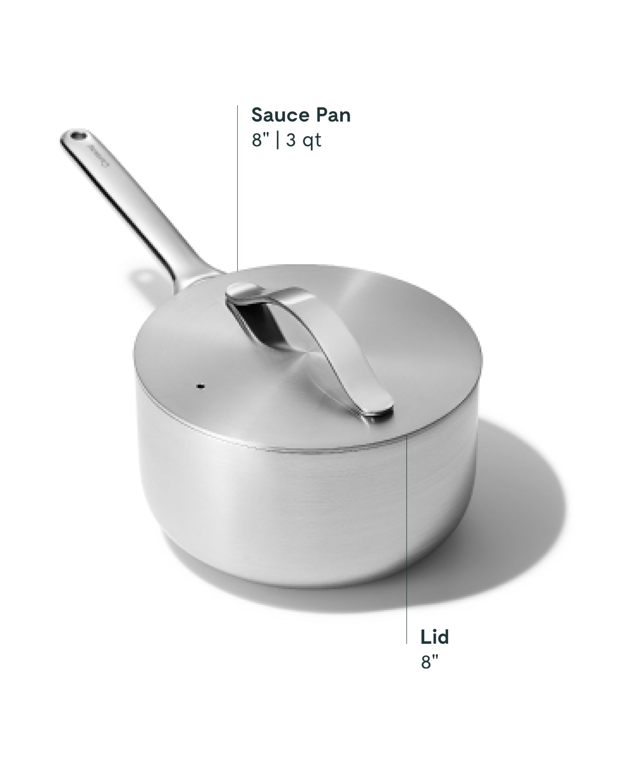 Caraway Stainless Steel Sauce Pan (3 Qt) - 5-Ply Stainless Steel - Oven Safe & Stovetop Agnostic - Non Toxic, PTFE & PFOA Free