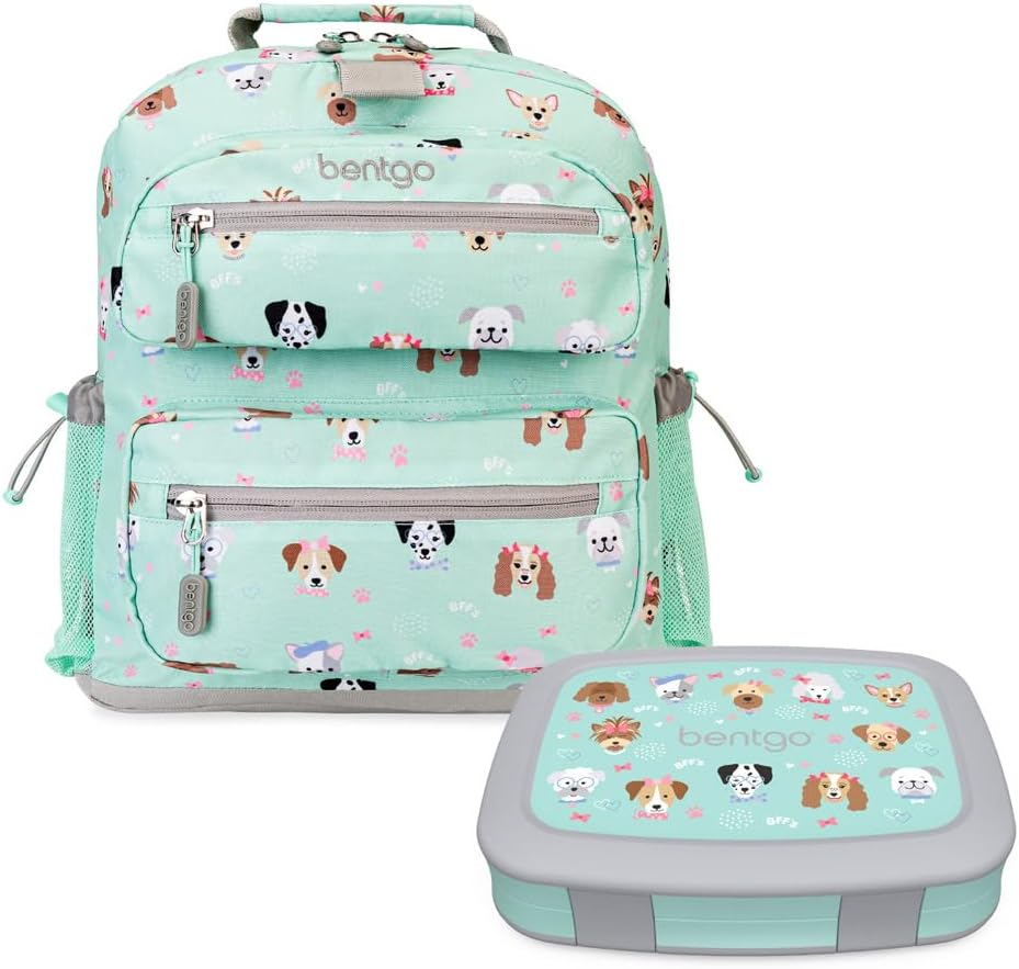 Bentgo® Kids 14” Backpack Set With Kids Prints Lunch Box (Puppy Love)