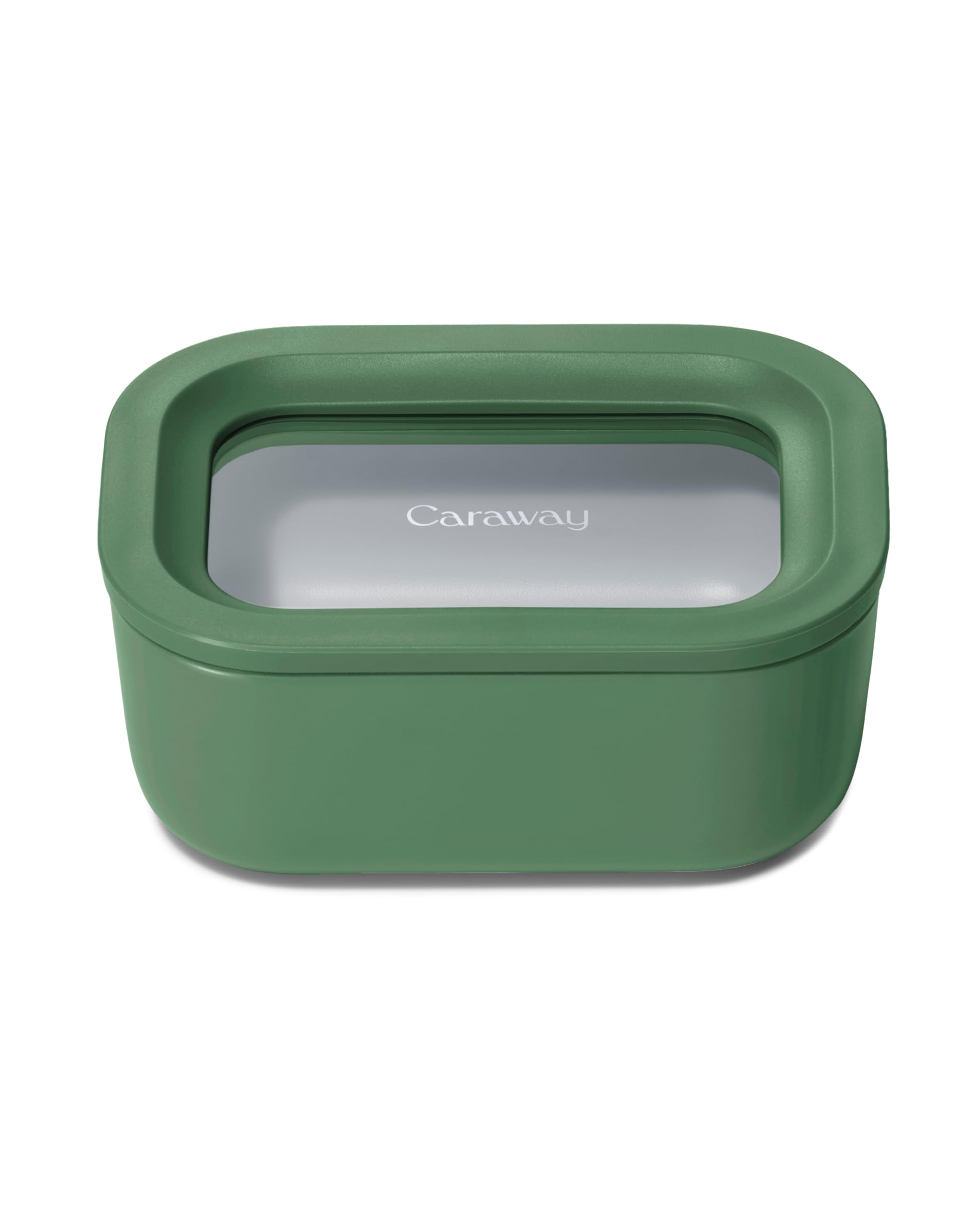 Caraway Glass Food Storage - 6.6 Cup Glass Container - Ceramic Coated Food Container - Non Stick Lunch Box Container with Lids - Dishwasher, Oven, & Microwave Safe - Cream
