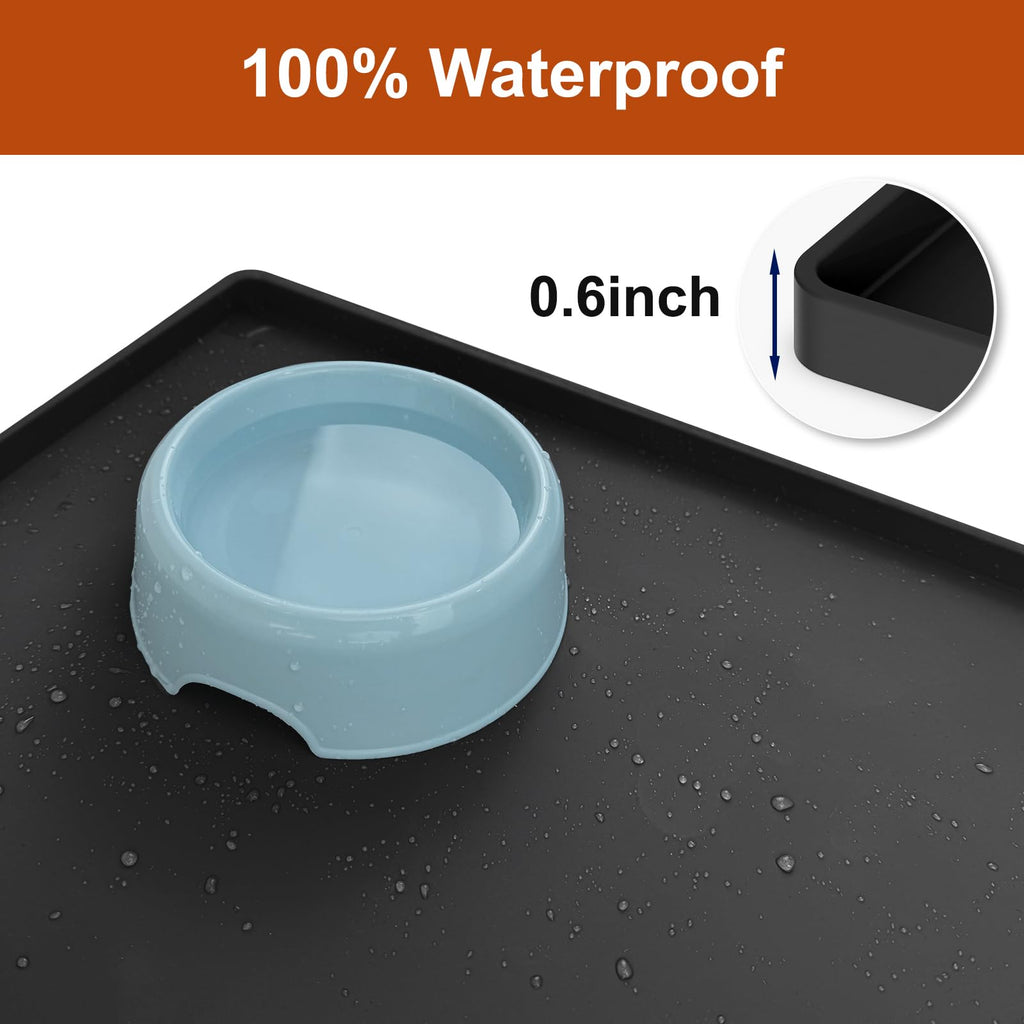 Extra Thick Silicone Mat Waterproof with Raised Edge 34" x 22", Under Sink Mat for Kitchen & Bathroom, Kitchen Cabinet Liner, Multi-Purpose for Storage & Protection, Gray