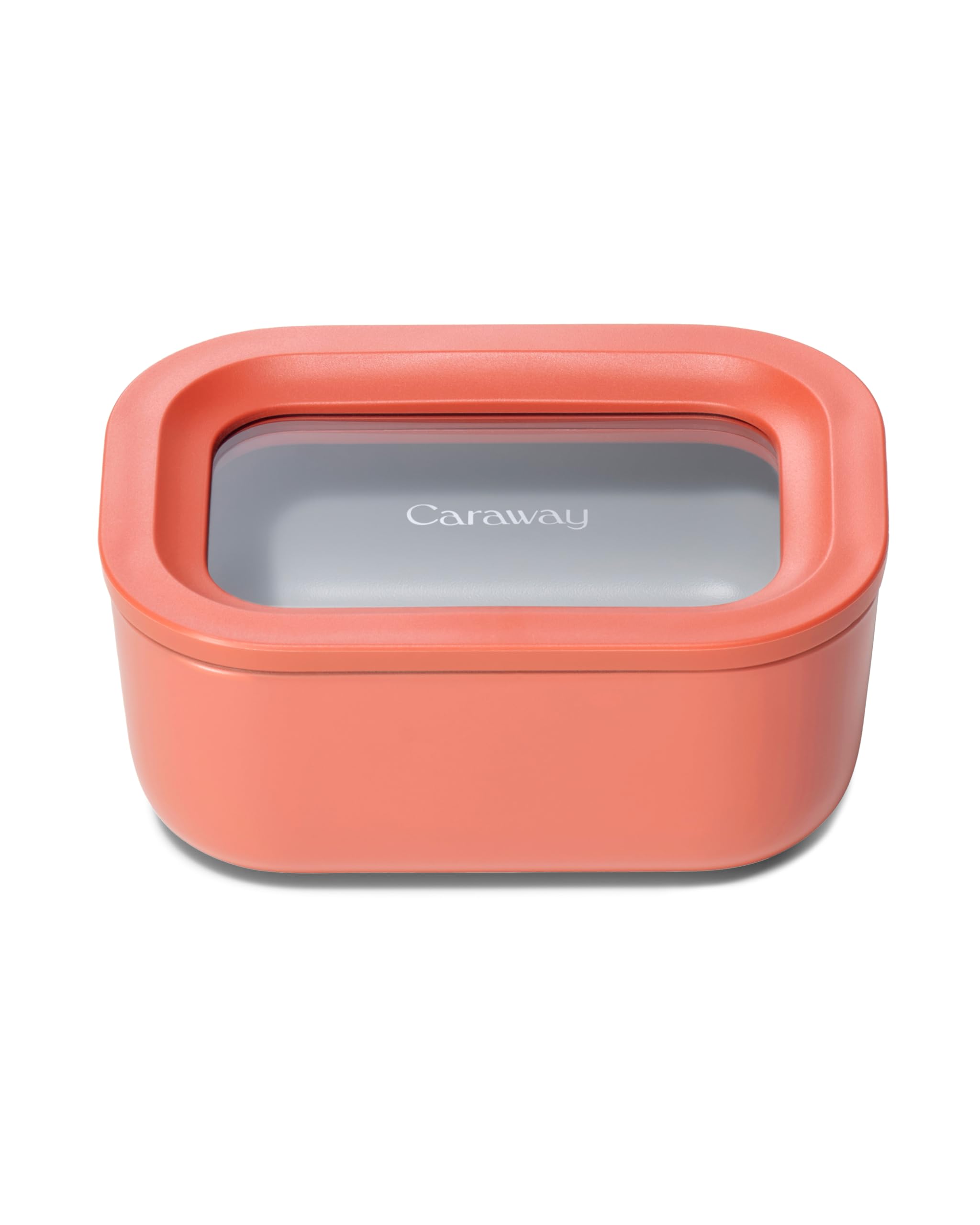 Caraway Glass Food Storage - 6.6 Cup Glass Container - Ceramic Coated Food Container - Non Stick Lunch Box Container with Lids - Dishwasher, Oven, & Microwave Safe - Cream