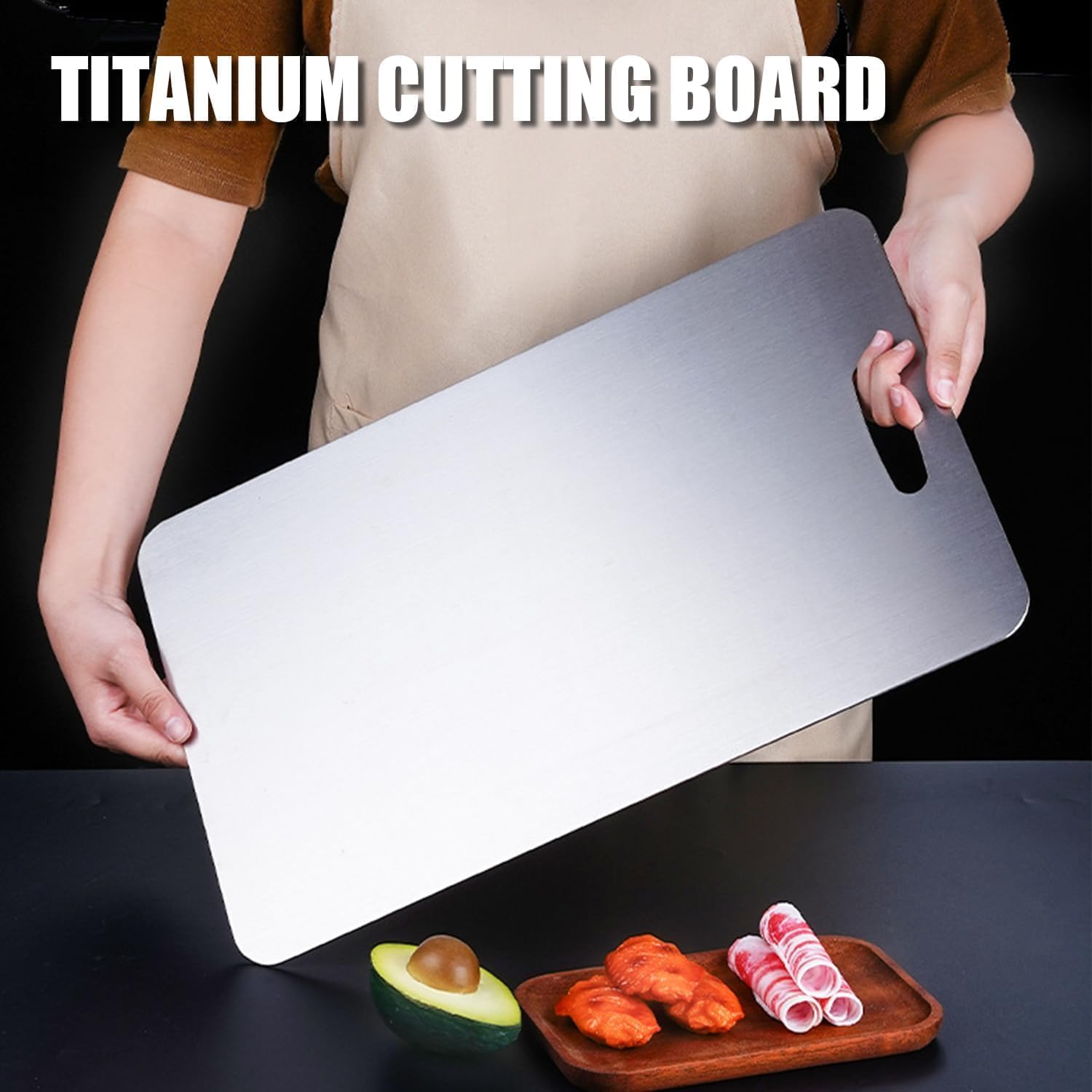 Titanium Cutting Board - 2025 New Upgrade 100% Pure Titanium Cutting Boards for Kitchen Double Sided Titanware Cutting Board,Hygiene Durable Dishwasher Safe Chopping Board,1PC (12"L x 9"W)
