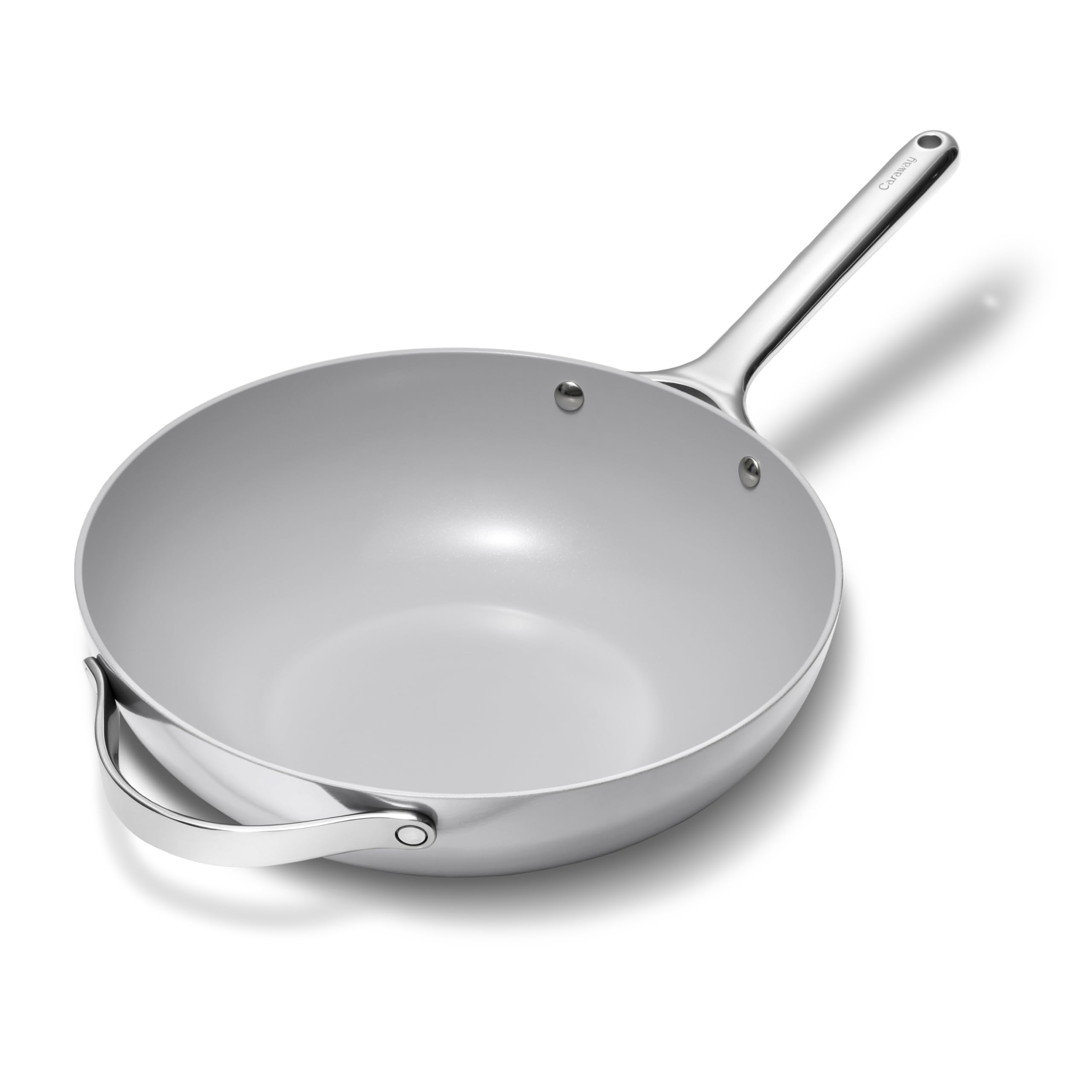 Caraway Non-Stick Stir Fry Pan - 12” Wok-Inspired Pan - Free From Forever Chemicals - High-Sloped Walls - Stainless Steel Handles - Navy