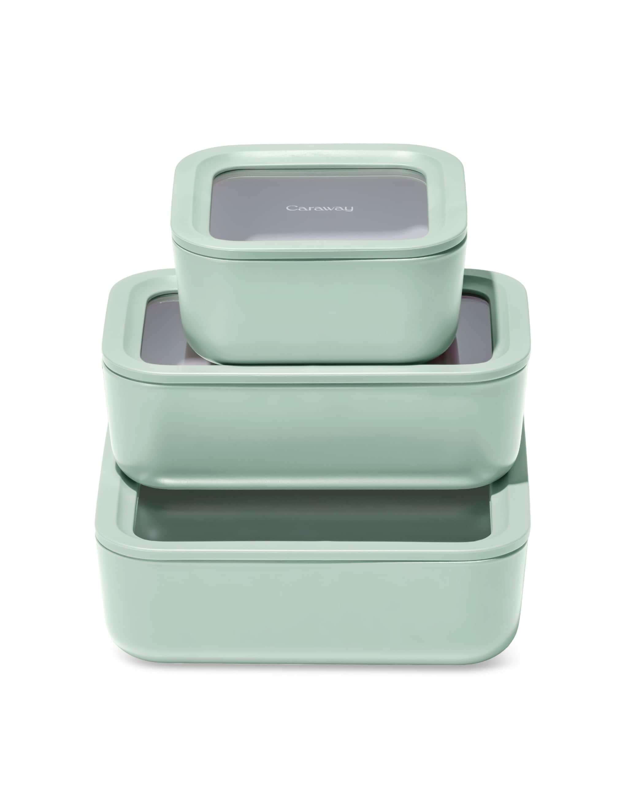 Caraway 13pc Glass Food Storage Container Set - Easy to Store, Non Toxic Lunch Box - with Glass Lids - Includes Storage Organizer - Cream