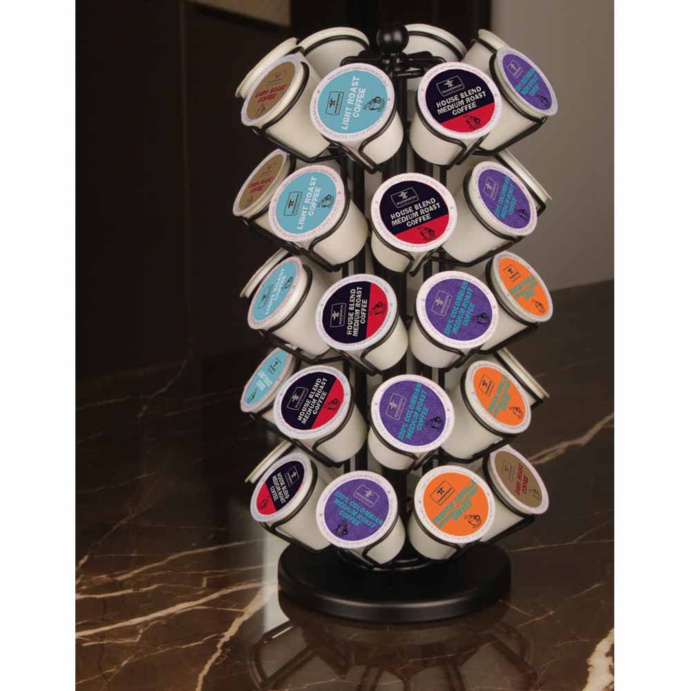 K Cup Holders,K Cup Holder, K Cups Holder,K Cup Carousel, Coffee Pods Holder Storage Organizer Stand,No Assembly Required,Black (Capacity of 40 Pods, Black)