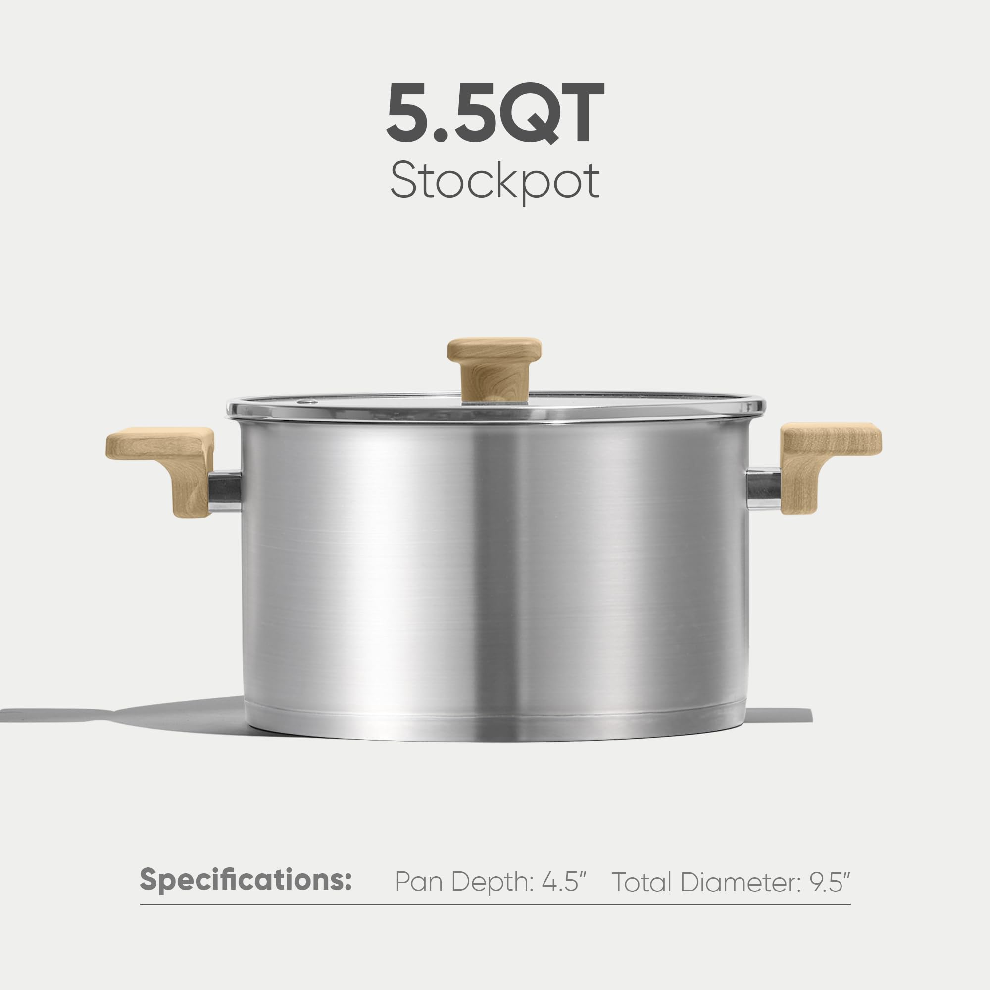 CAROTE 8 Qt Tri-Ply Stainless Steel Stockpot, Non-Toxic Stock Pot with Lid, Soup Pot for Pasta, Even Heating, Oven Safe, Induction, Ceramic and Gas Cooktops Compatible, Sliver